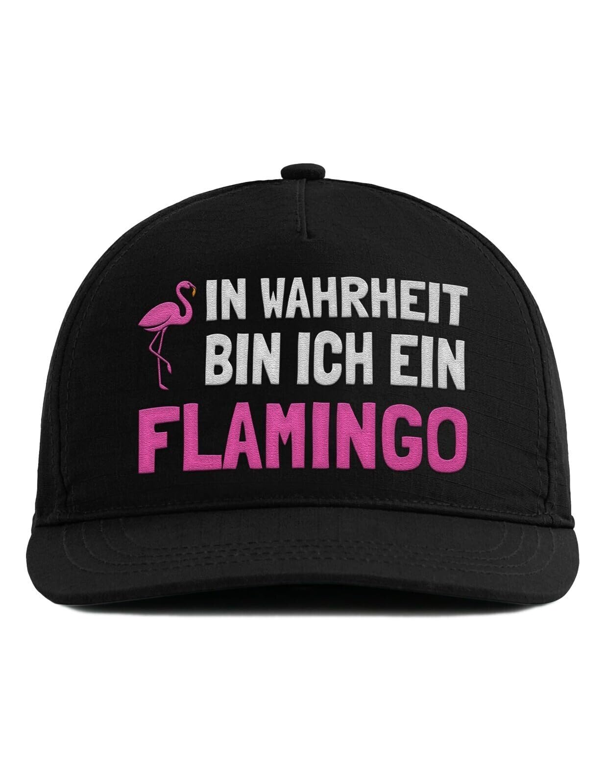 Snapback mit Spruch - In Wahrheit Bin ich EIN Flamingo - Lustige Cap für Damen und Herren - Statement Geschenk - Humorvolle 5-Panel Kappe - Bestickte Trucker Cap in 3 Farben