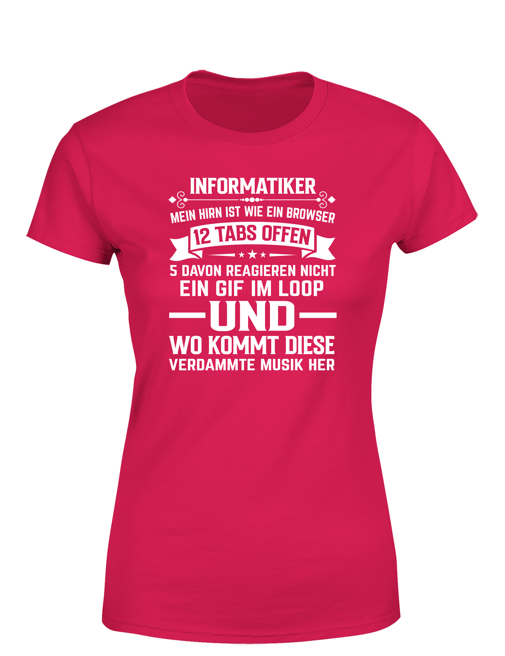 Informatiker Brain – Damen T-Shirt im Retro Stil | Lustiges Nerd Shirt für Programmiererinnen, Entwicklerinnen & IT-Fans