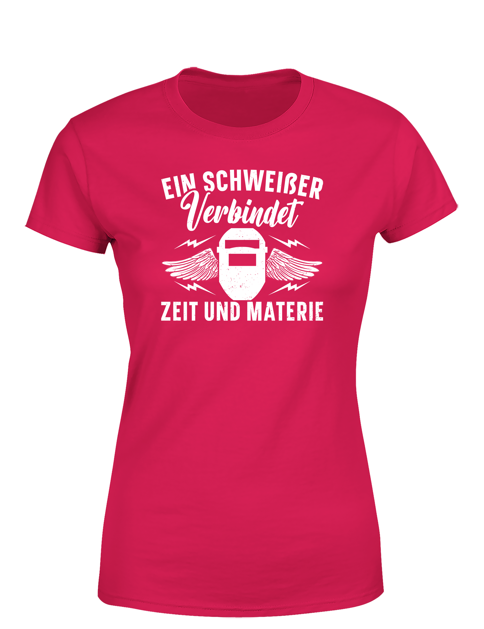 Ein Schweißer verbindet Zeit und Materie – Damen T-Shirt im Retro Stil | Lustiges Shirt für Schweißerinnen, Metallbauerinnen & Handwerkerinnen