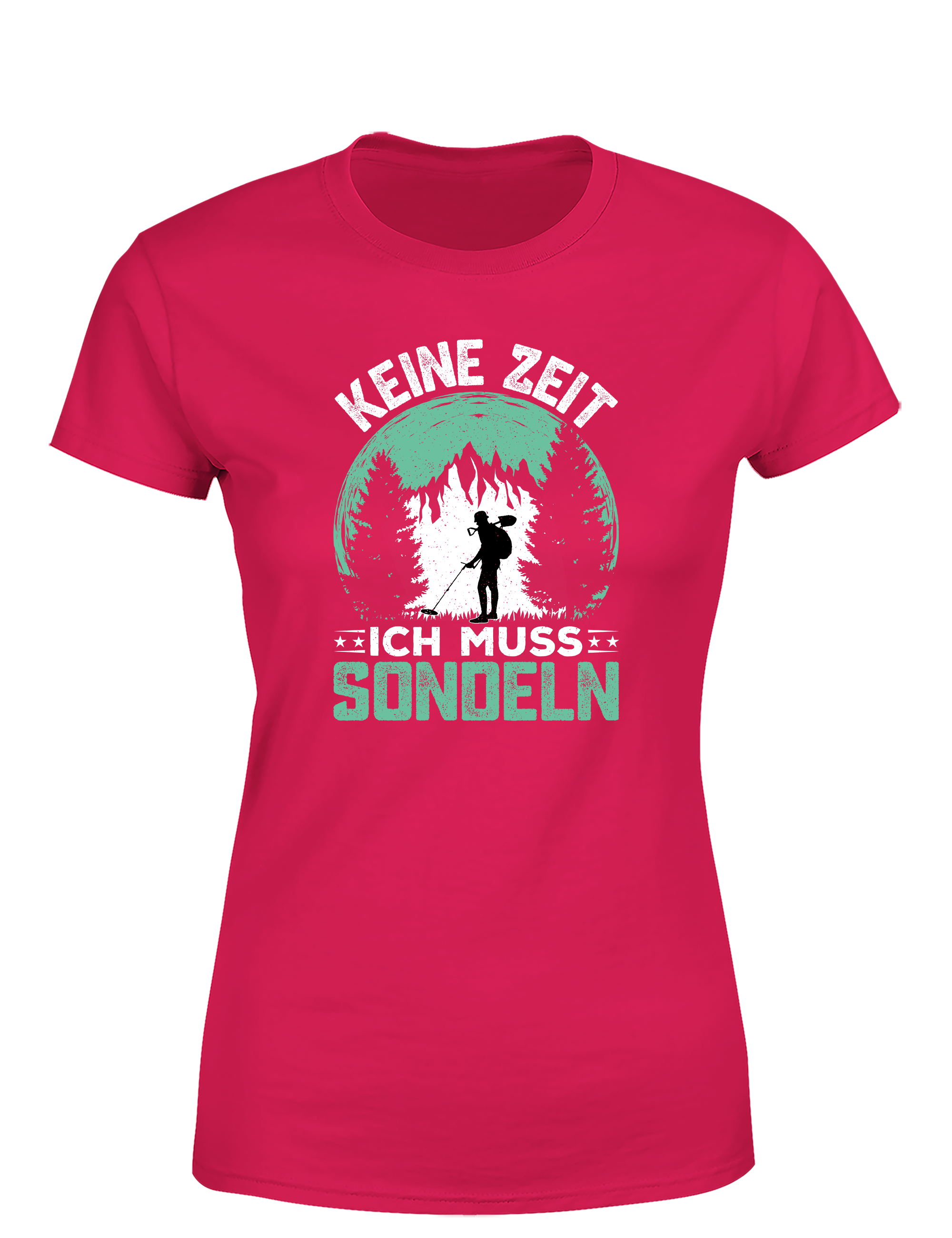 Kein Zeit, ich muss sondeln – Damen T-Shirt im Retro Stil | Lustiges Shirt für Schatzsucherinnen, Freizeit & Geschenkidee