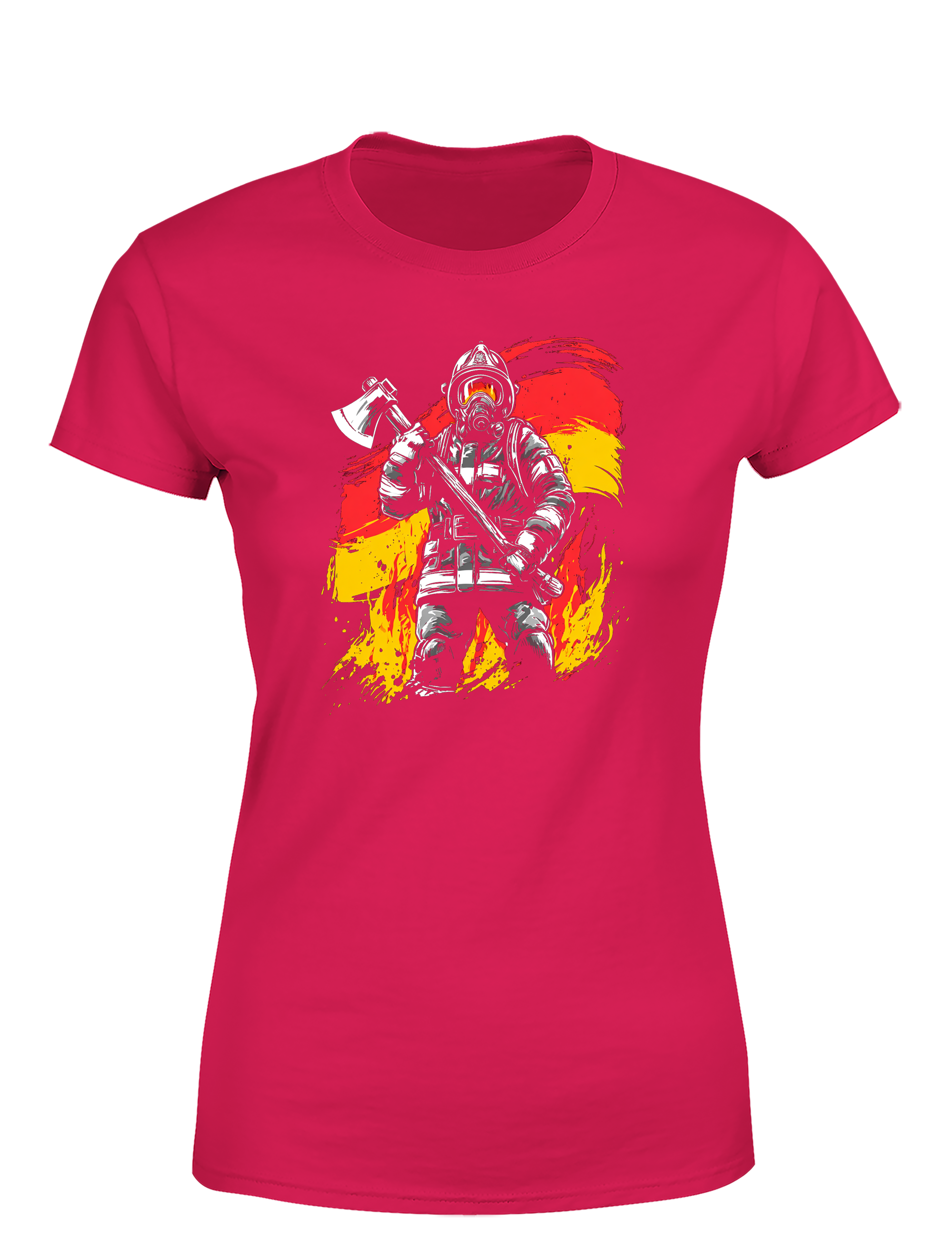 Damen T-Shirt Feuerwehrmann Motiv mit Deutschland Flagge | Starkes Feuerwehr Shirt