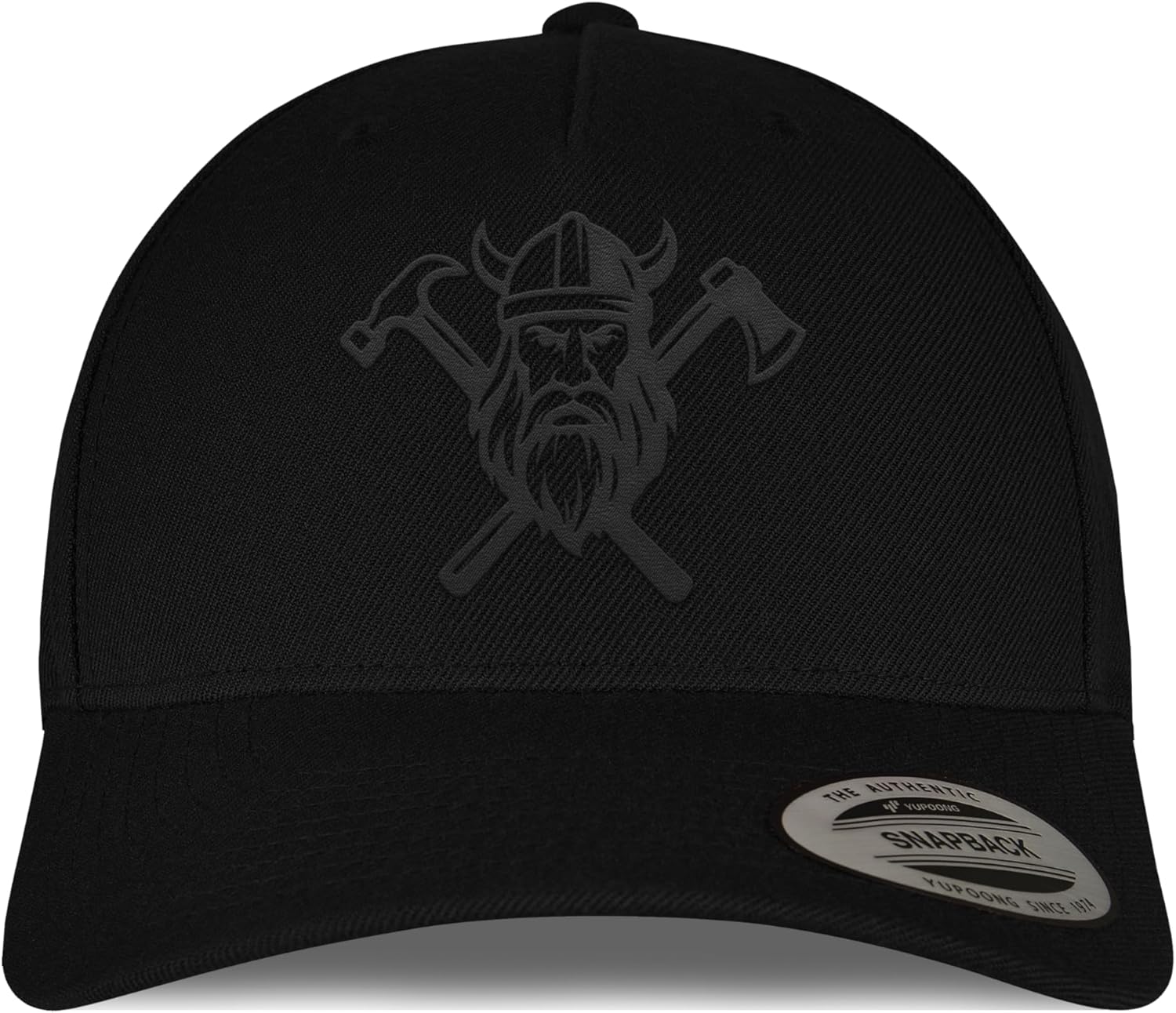 Snapback-Cap mit Wikinger-Stick – Bestickte Cap mit Helm, Axt & Hammer für Handwerker, Bushcrafter, Zimmerer, Viking-Fans und alle mit Stärke im Alltag & Beruf