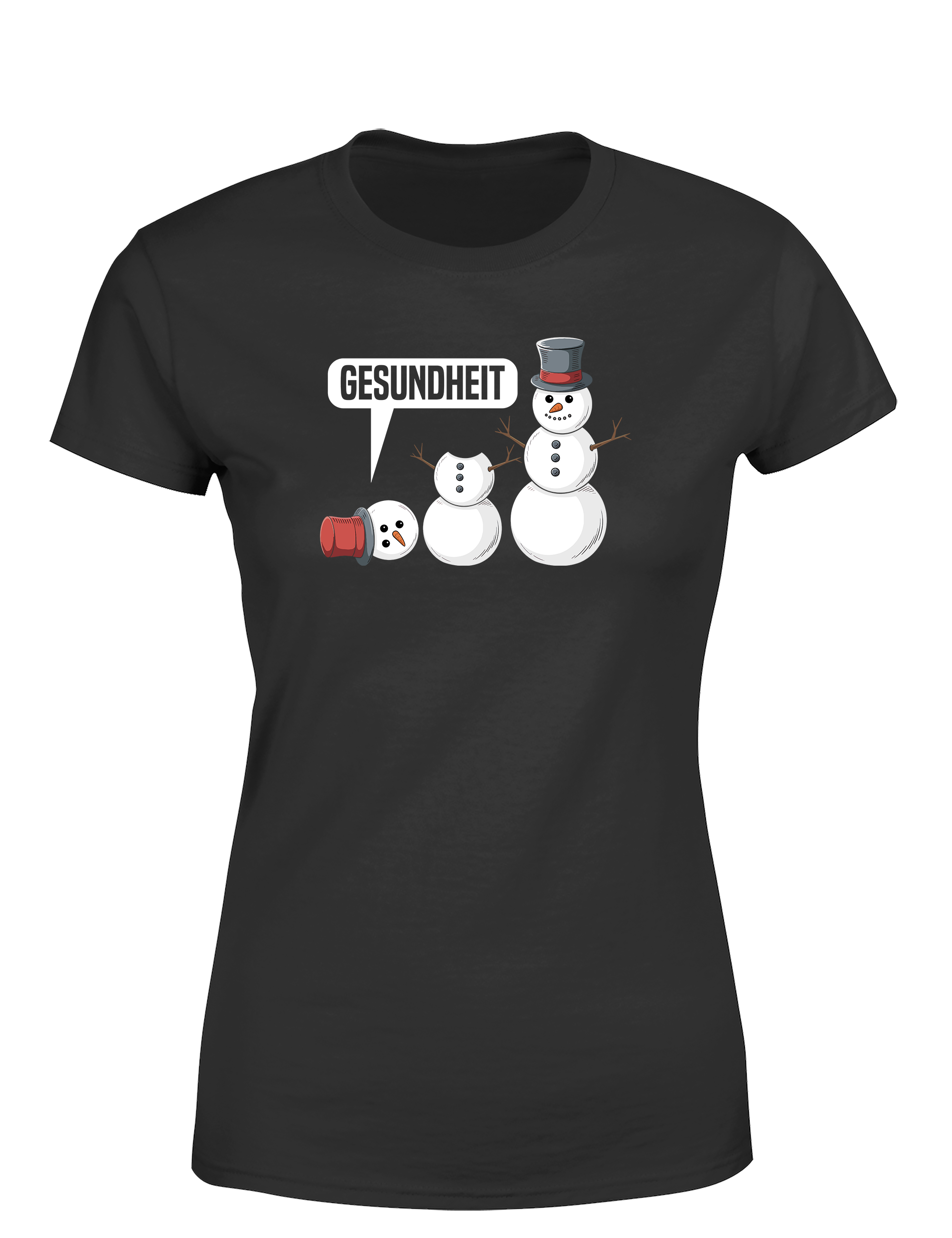 Süßes Damen T-Shirt „Gesundheit“ | Lustiges Schneemann-Shirt für Winter, Weihnachten & Humor-Fans