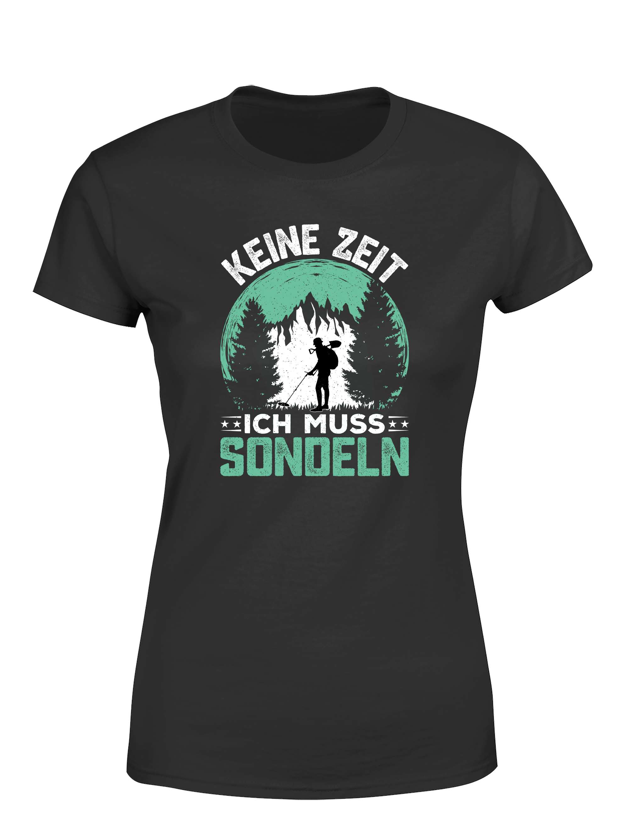 Kein Zeit, ich muss sondeln – Damen T-Shirt im Retro Stil | Lustiges Shirt für Schatzsucherinnen, Freizeit & Geschenkidee