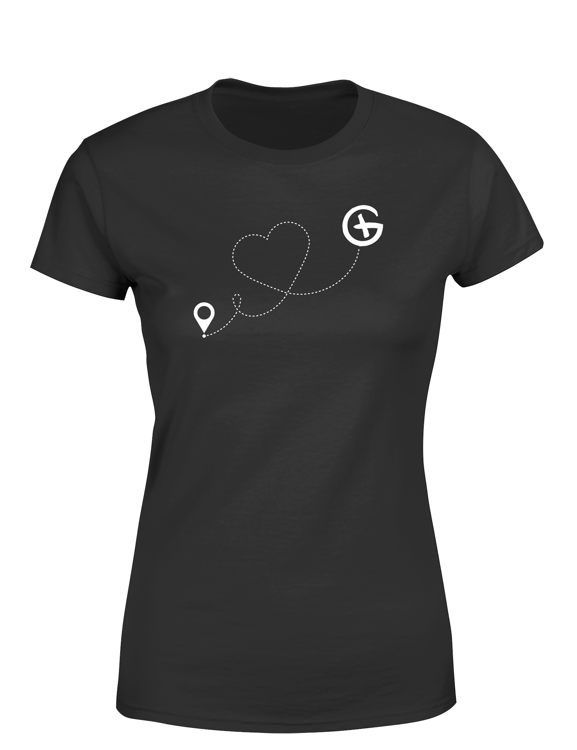 Geocaching Herz – Damen T-Shirt im Retro Stil | Stylisches Shirt für Geocacherinnen, Schatzsucherinnen & Outdoor-Fans