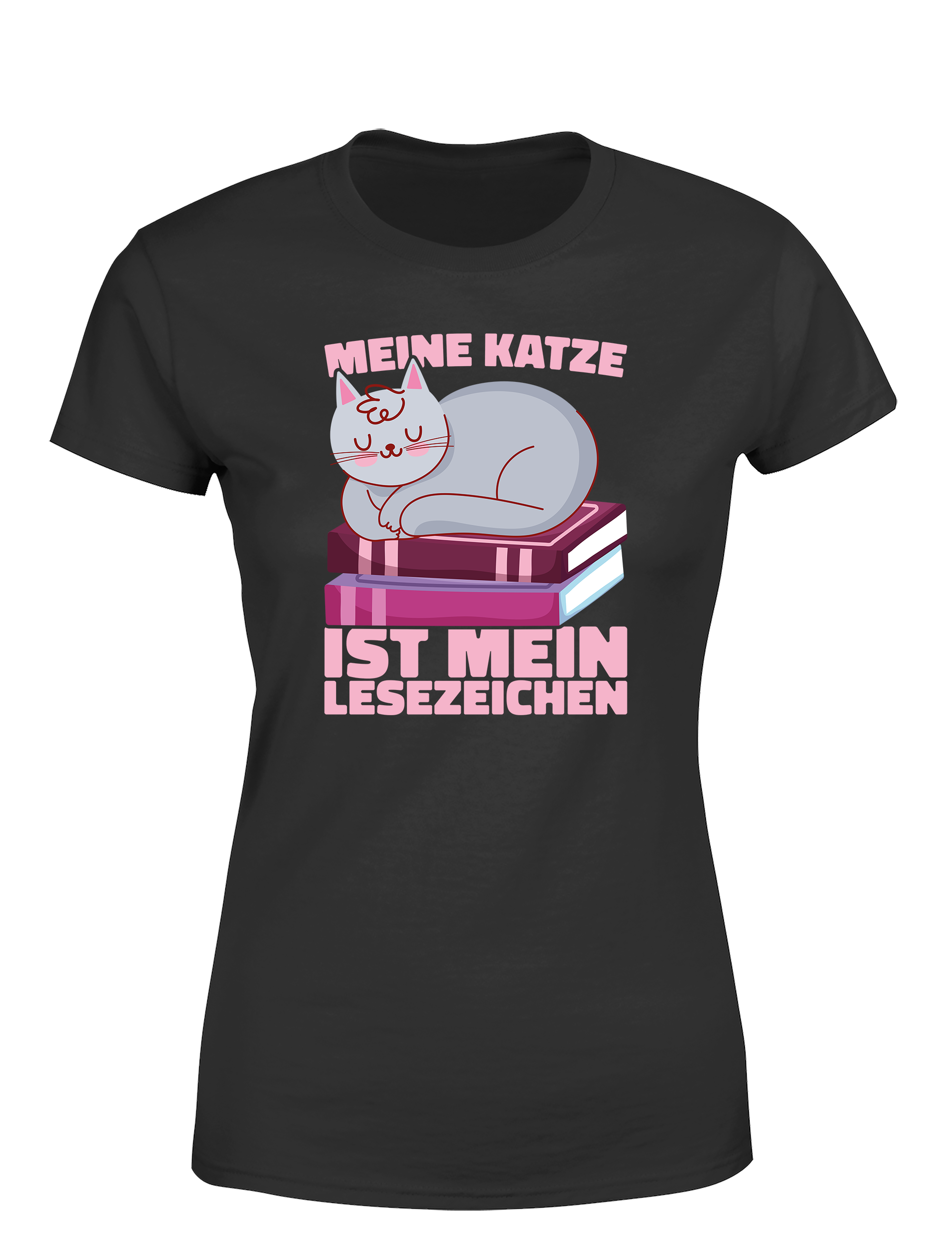 Meine Katze ist mein Lesezeichen – Damen T-Shirt im Retro Stil | Perfektes Damen Shirt für Katzenliebhaberinnen, Leseratten & Geschenkidee