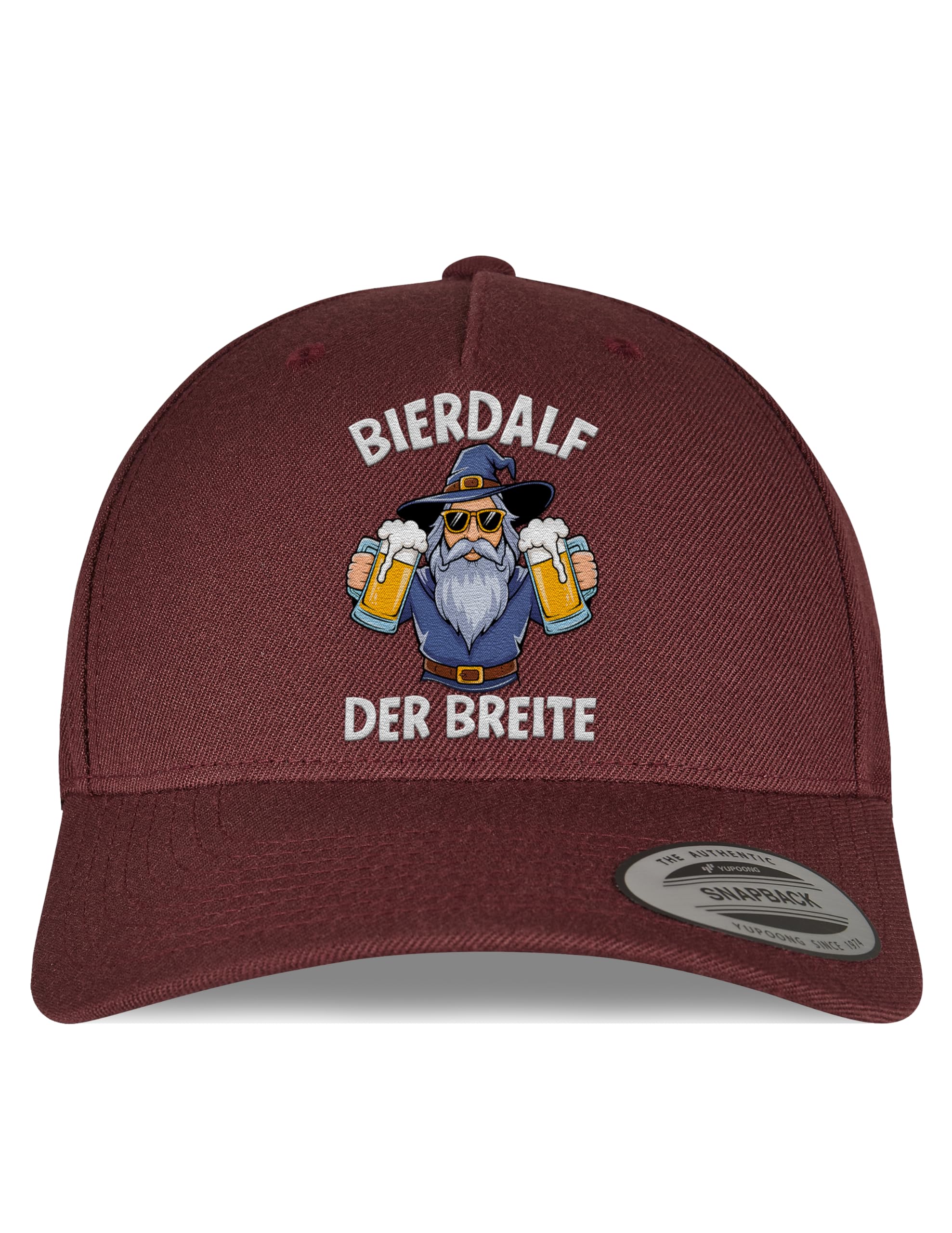Snapback Cap BIERDALF DER BREITE – Lustige Cap mit Zauberer, Bart & Bierkrügen, hochwertig Bestickt – Festival-Accessoire für Männer und Feierabend-Helden