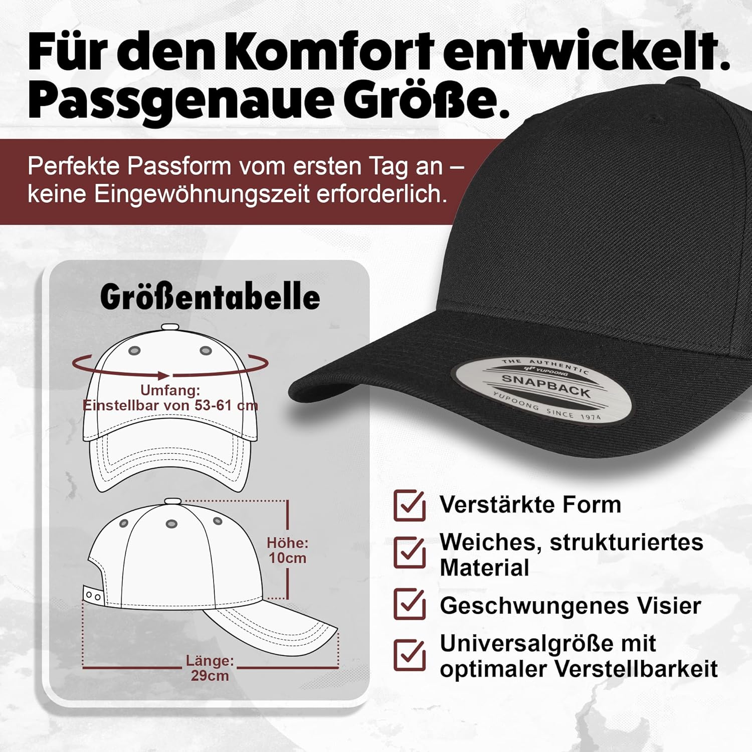Snapback-Cap mit Wikinger-Stick – Bestickte Cap mit Helm, Axt & Hammer für Handwerker, Bushcrafter, Zimmerer, Viking-Fans und alle mit Stärke im Alltag & Beruf