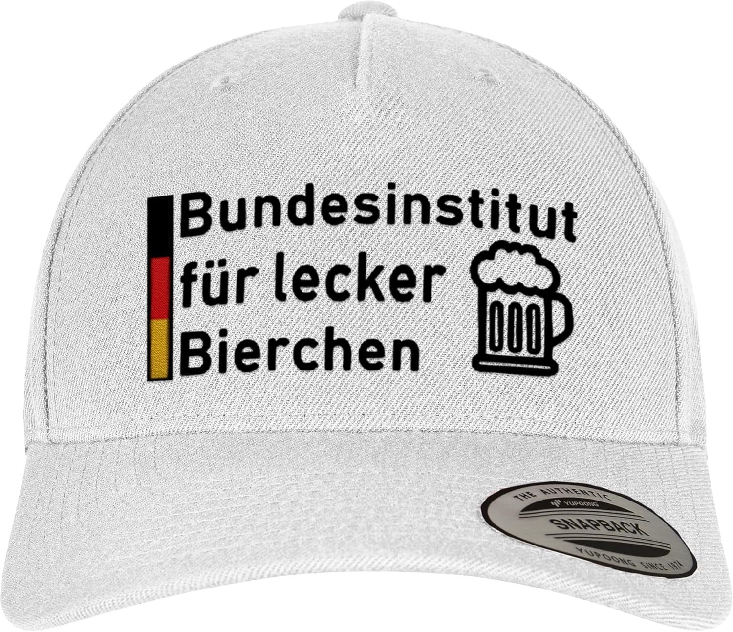 Snapback Cap weiße Basecap Bestickt mit Bier Motiv, Verstellbarer Snapback Verschluss, witziges Accessoire für Männer Frauen Party Festival – Bundesinstitut für lecker Bierchen