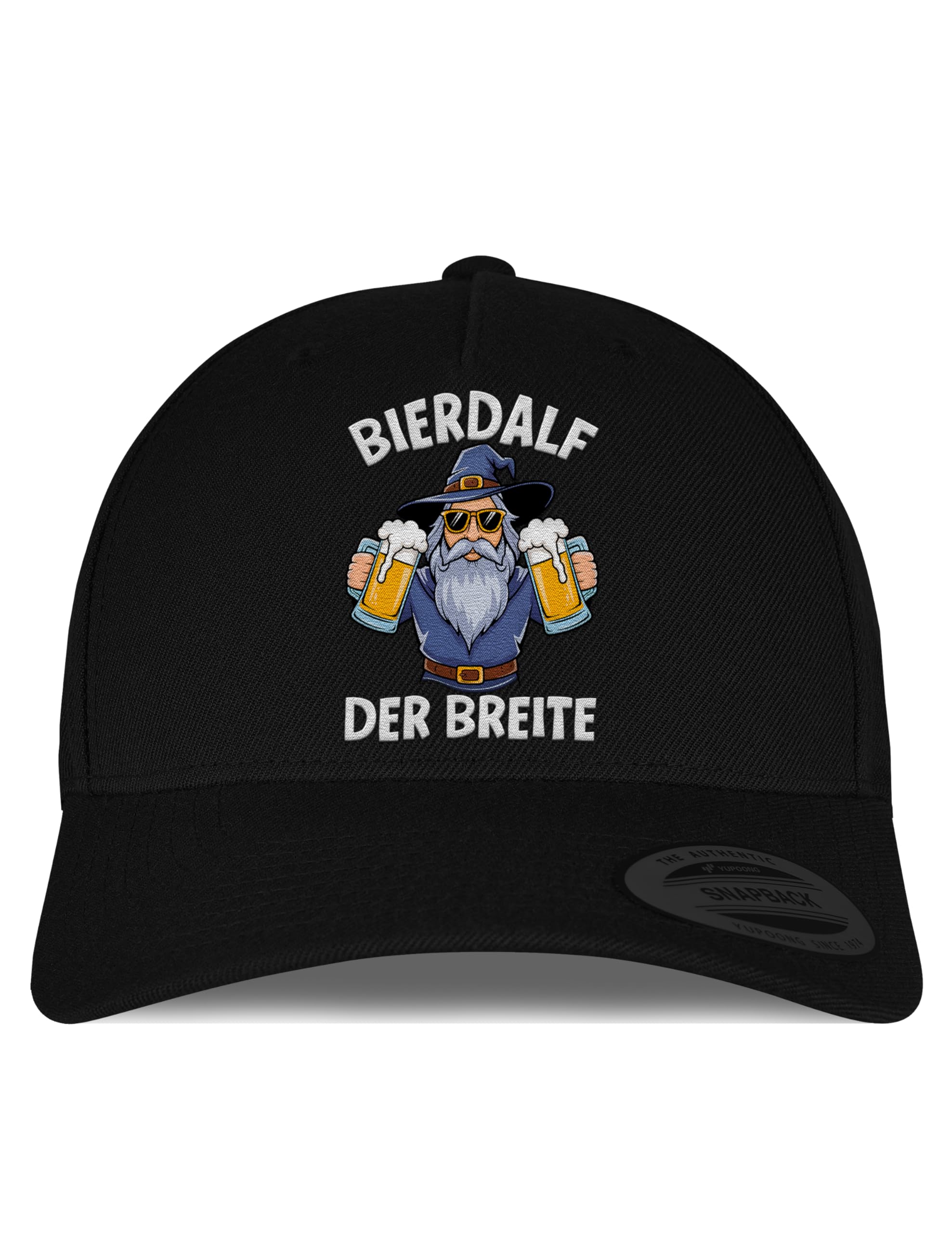 Snapback Cap BIERDALF DER BREITE – Lustige Cap mit Zauberer, Bart & Bierkrügen, hochwertig Bestickt – Festival-Accessoire für Männer und Feierabend-Helden