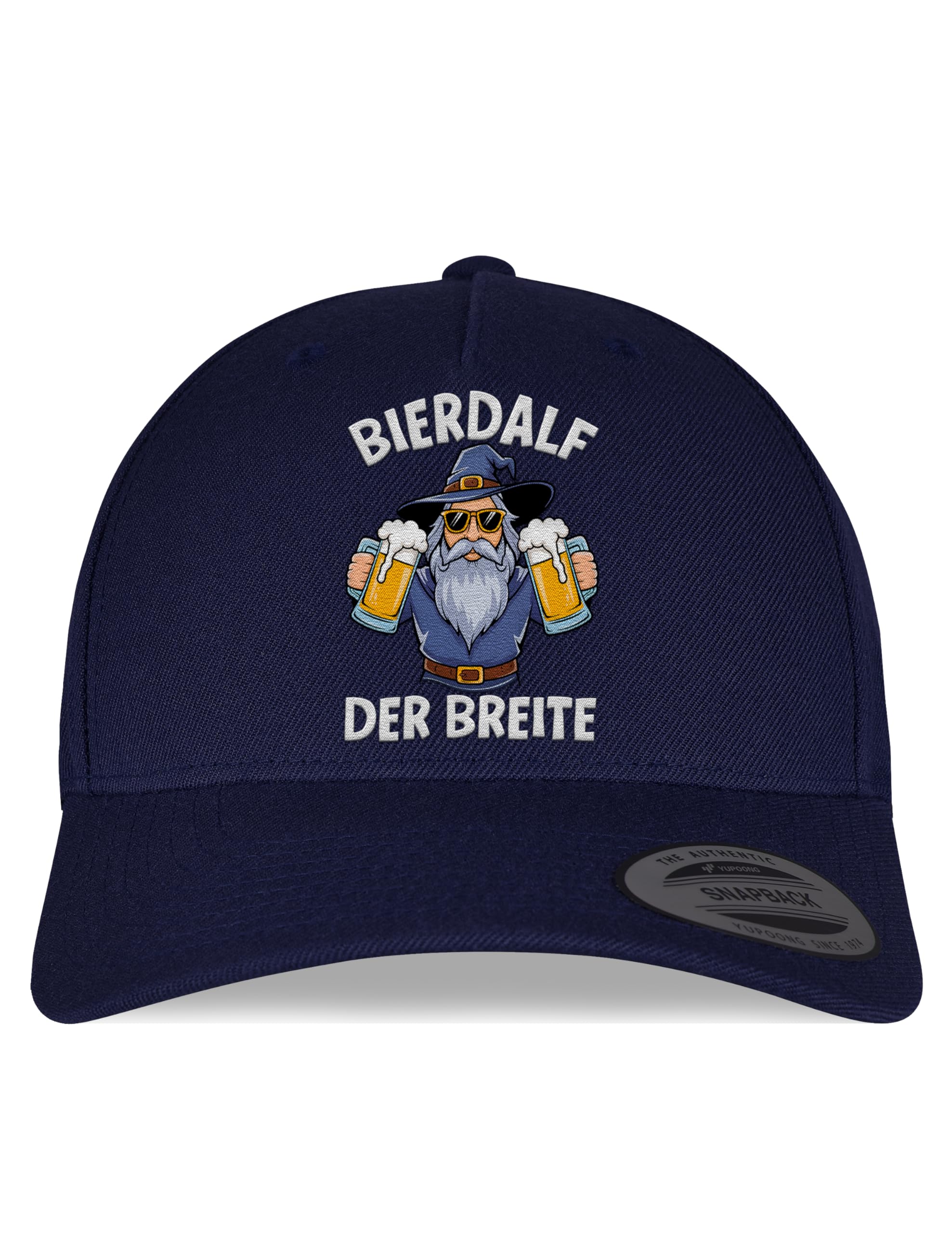 Snapback Cap BIERDALF DER BREITE – Lustige Cap mit Zauberer, Bart & Bierkrügen, hochwertig Bestickt – Festival-Accessoire für Männer und Feierabend-Helden