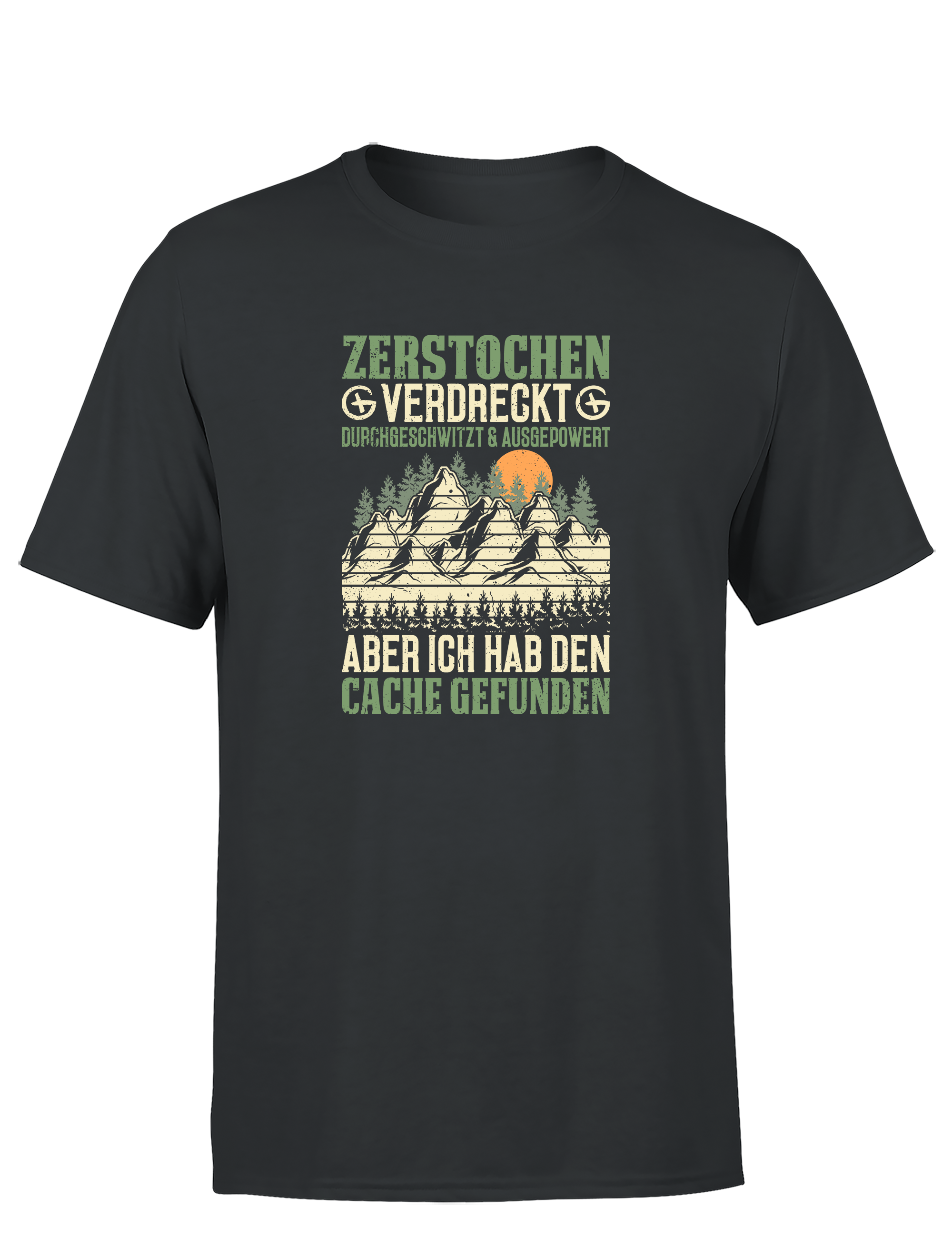 Geocaching Abenteuer – Herren T-Shirt „Zerstochene Helden“ | Lustiges Shirt für Schatzsucher & Outdoor-Fans