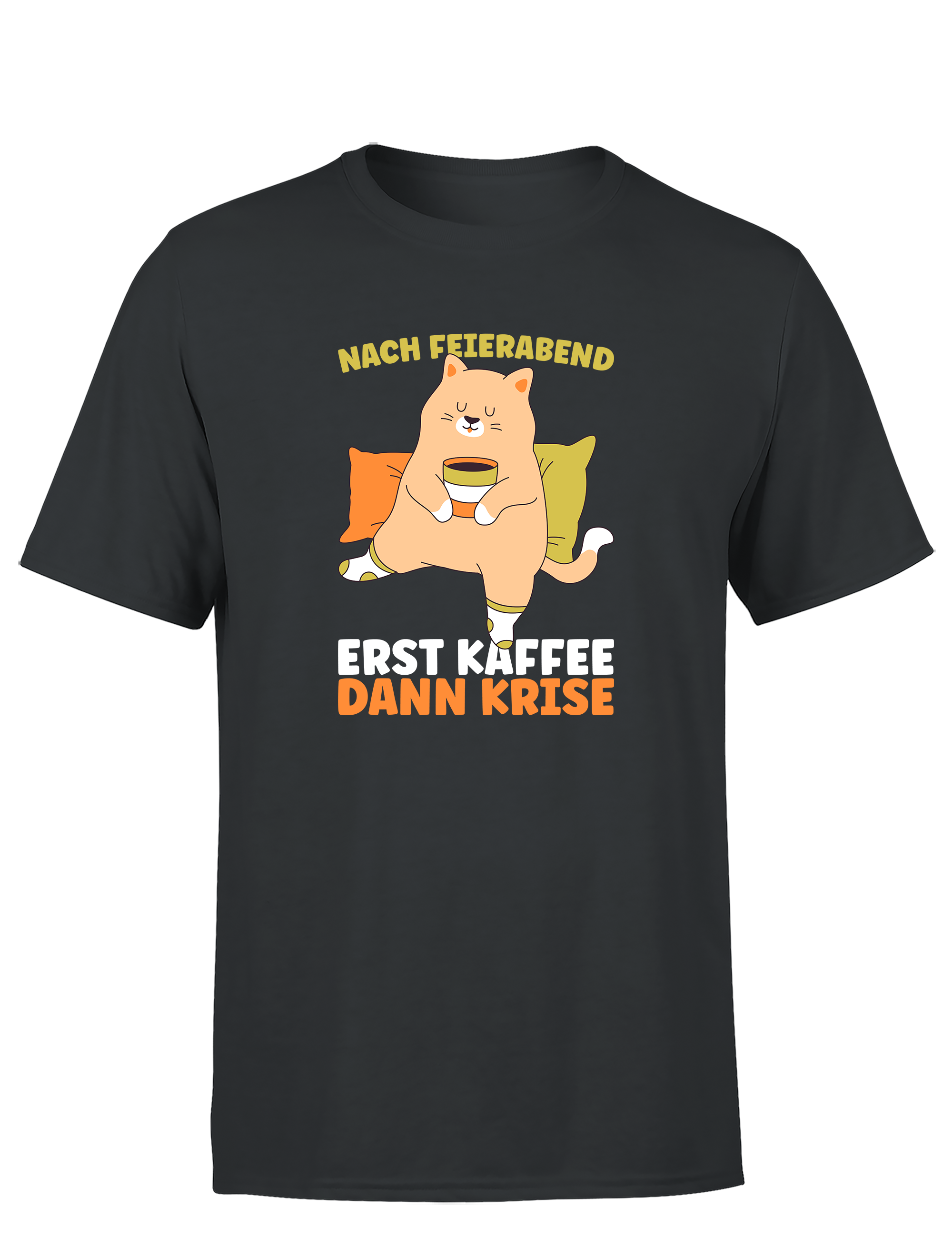Feierabend Humor – Herren T-Shirt „Erst Kaffee, dann Krise“ | Lustiges Shirt für Bürohengste, Kaffeeliebhaber & Couchhelden