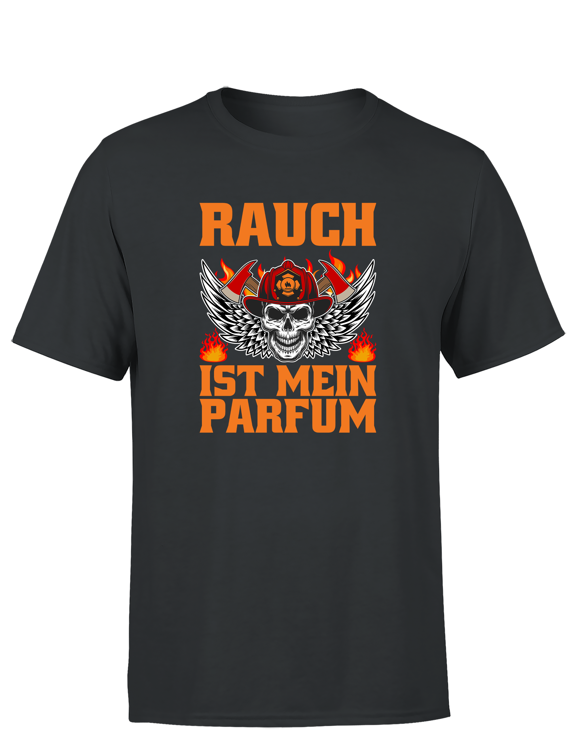 Herren T-Shirt Rauch ist mein Parfum | Lustiges Feuerwehr Shirt mit Totenkopf