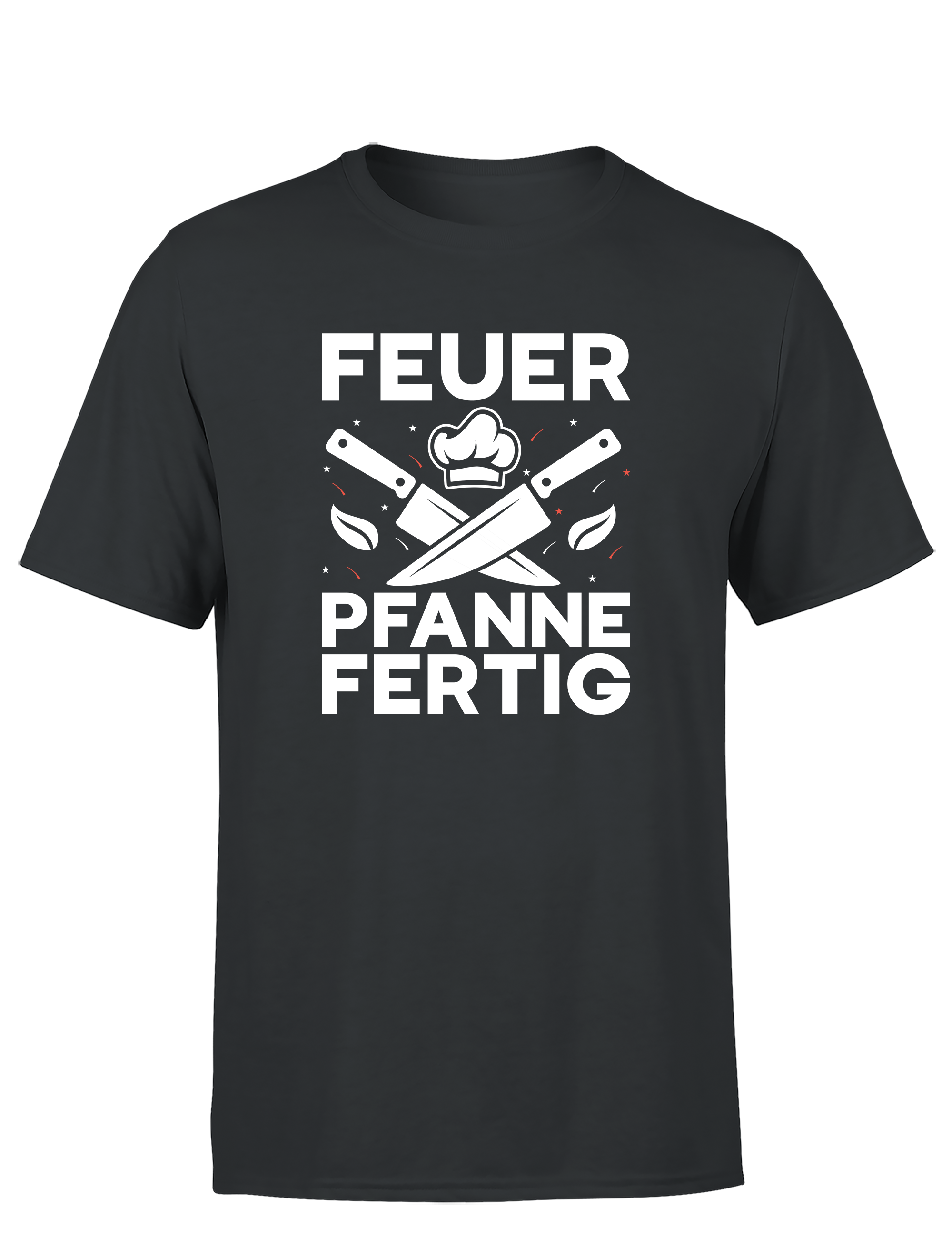 Herren T-Shirt „Feuer Pfanne Fertig“ | Lustiges Koch Shirt für Männer & Grillfans