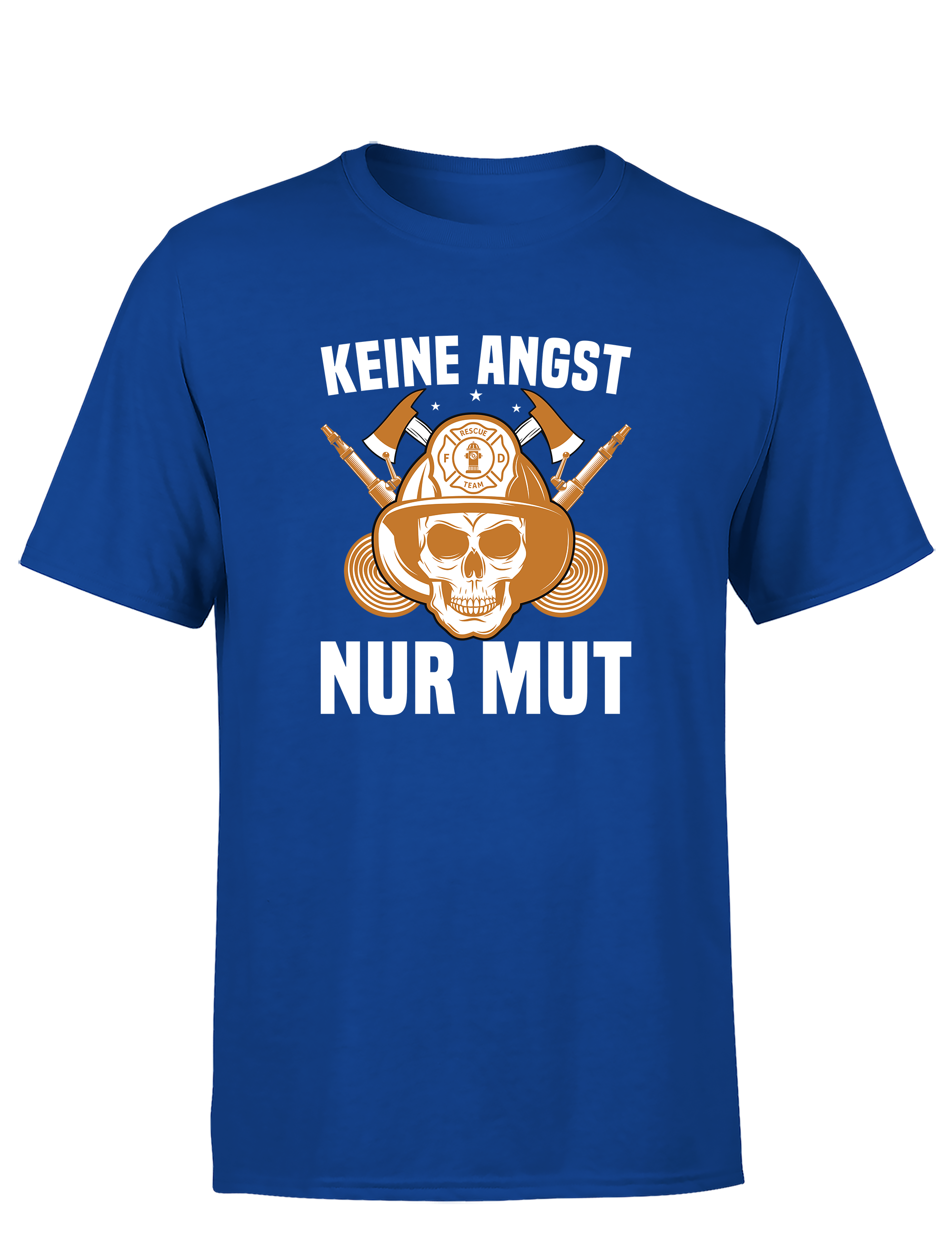 Herren T-Shirt Keine Angst Nur Mut | Feuerwehr Shirt mit Totenkopf und Helm