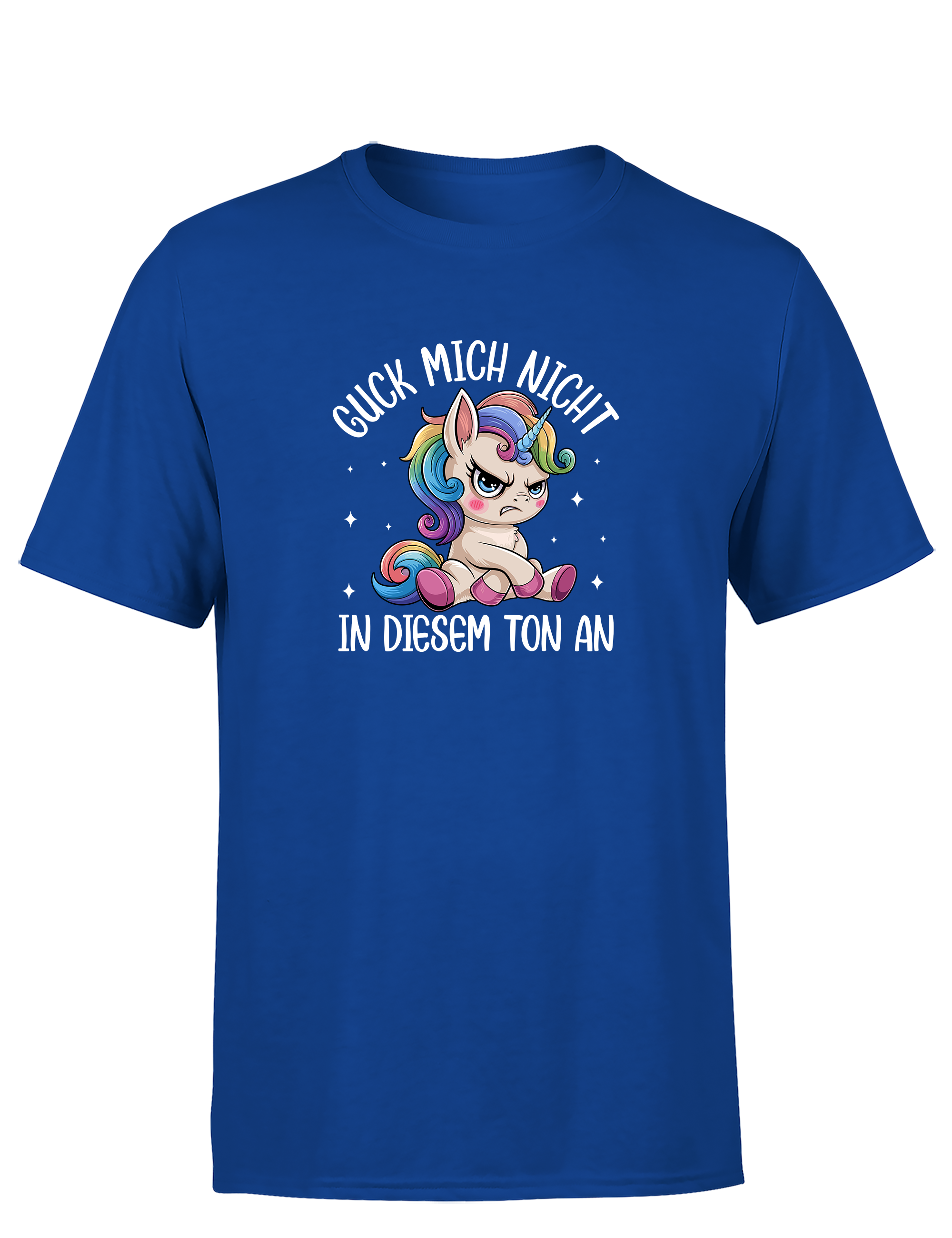 Lustiges Herren T-Shirt „Guck mich nicht in diesem Ton an“ | Sarkastisches Einhorn Shirt für Männer