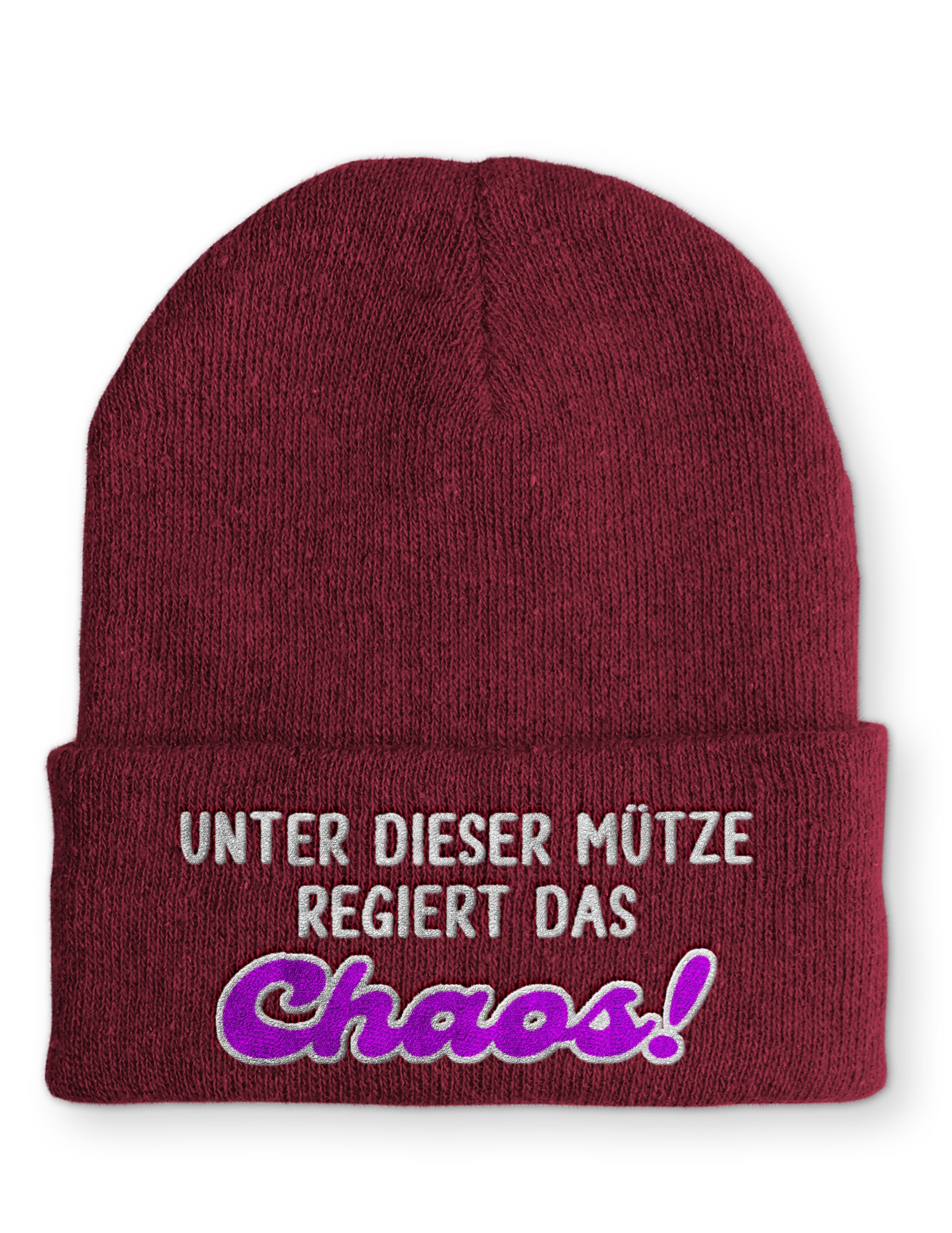 Unter dieser Mütze regiert das Chaos! Statement Beanie Mütze mit Spruch