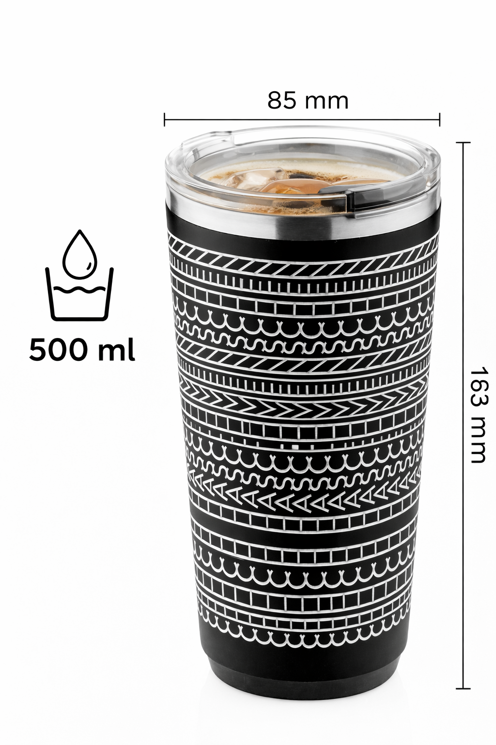 Ich hasse Menschen“ Thermobecher – 500 ml – Schwarz – Edelstahl – Lasergravur