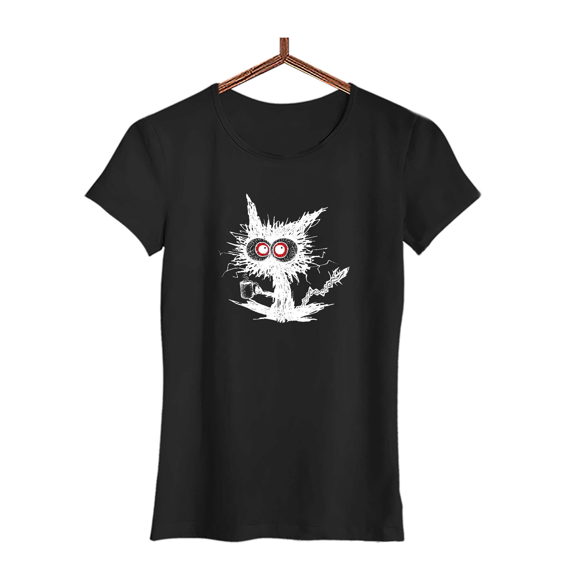 Damen T-Shirt Katze Kaffee
