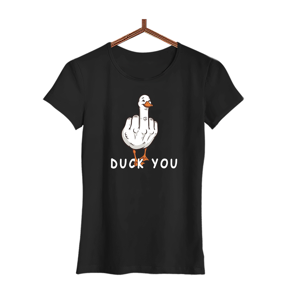 Damen T-Shirt Duck You Schwarz