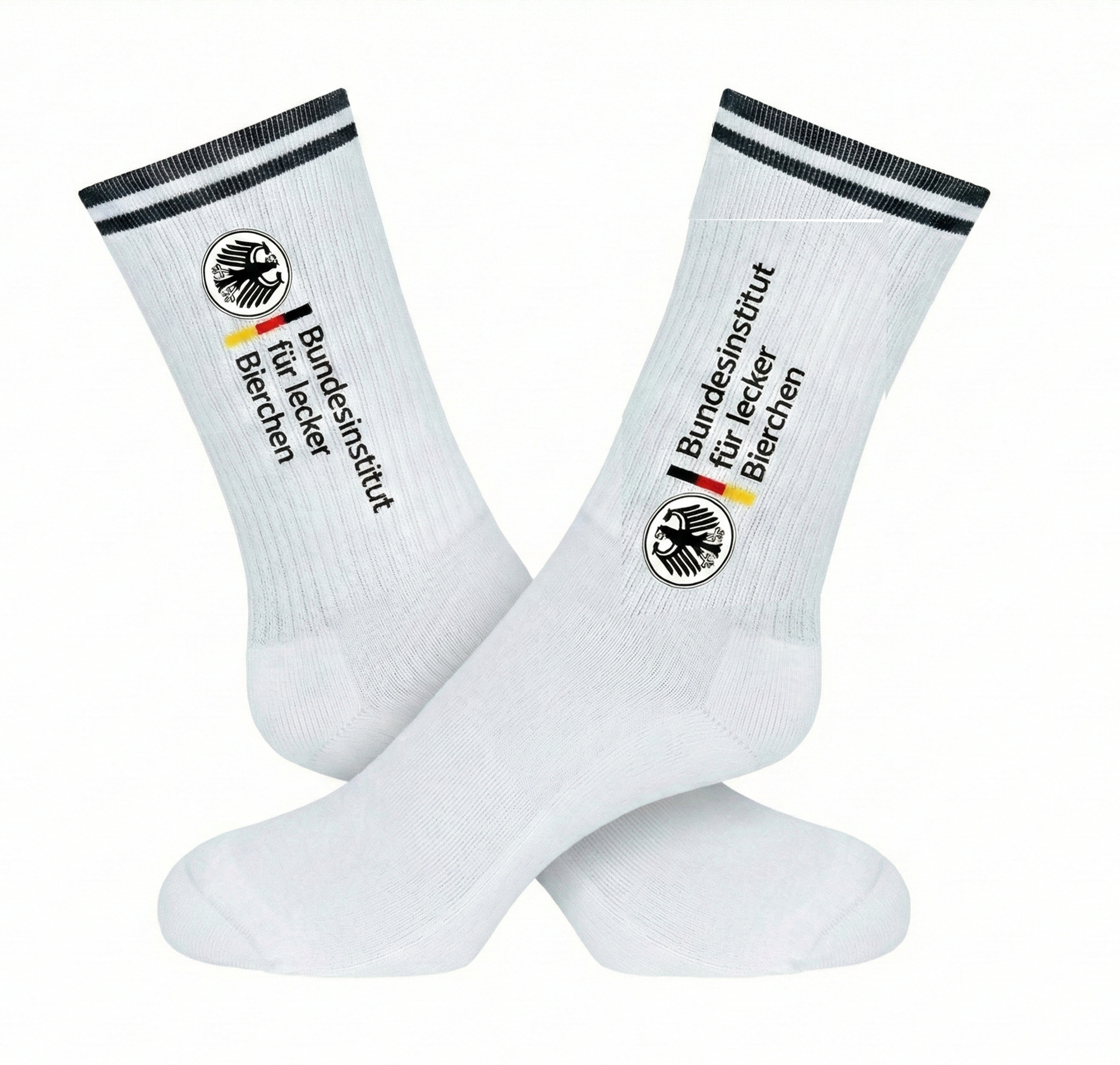 Lustige Crew Socken mit Spruch Bundesinstitut für leckere Bierchen – Weiß – Unisex