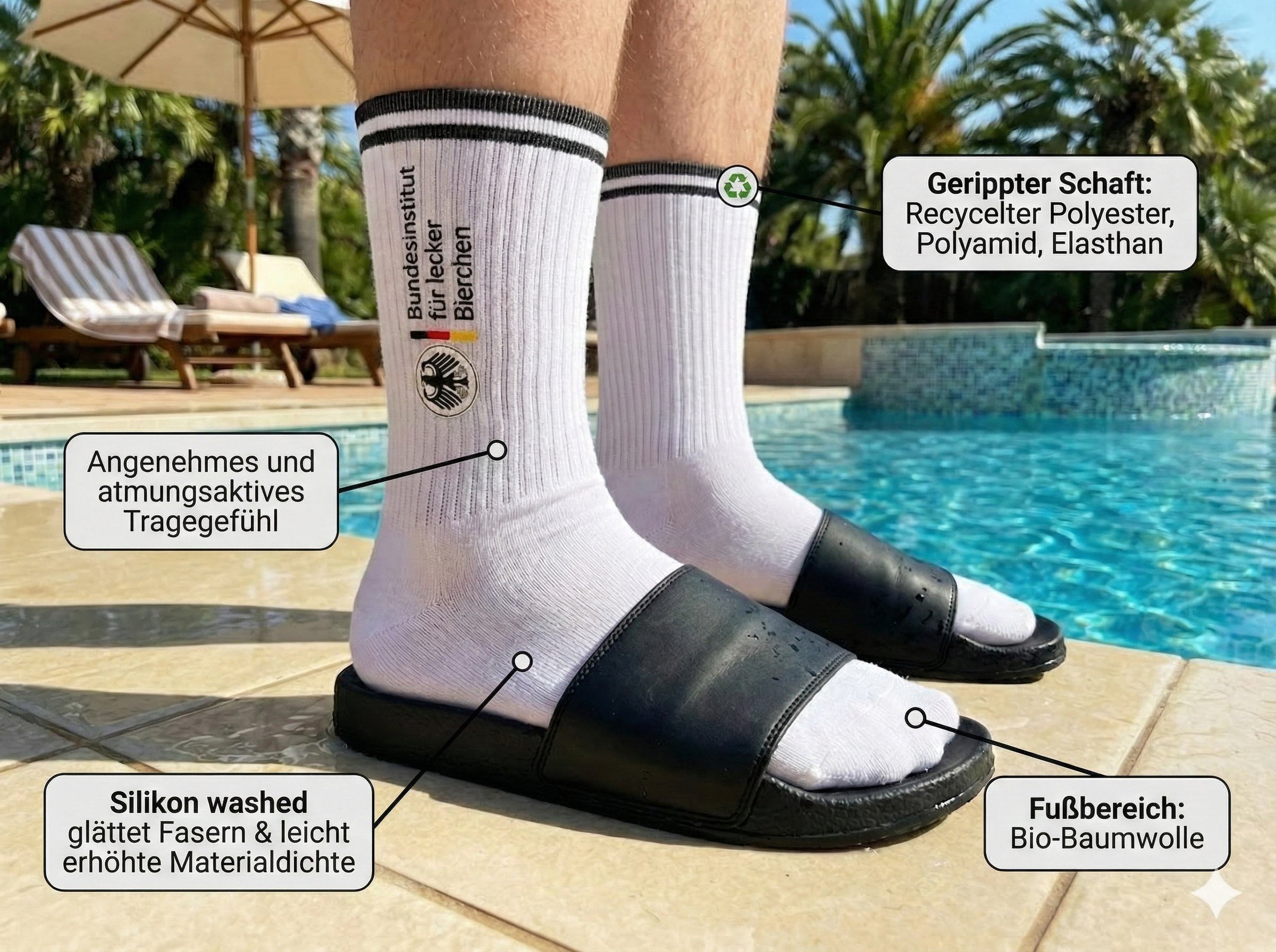Lustige Crew Socken mit Spruch Bundesinstitut für leckere Bierchen – Weiß – Unisex