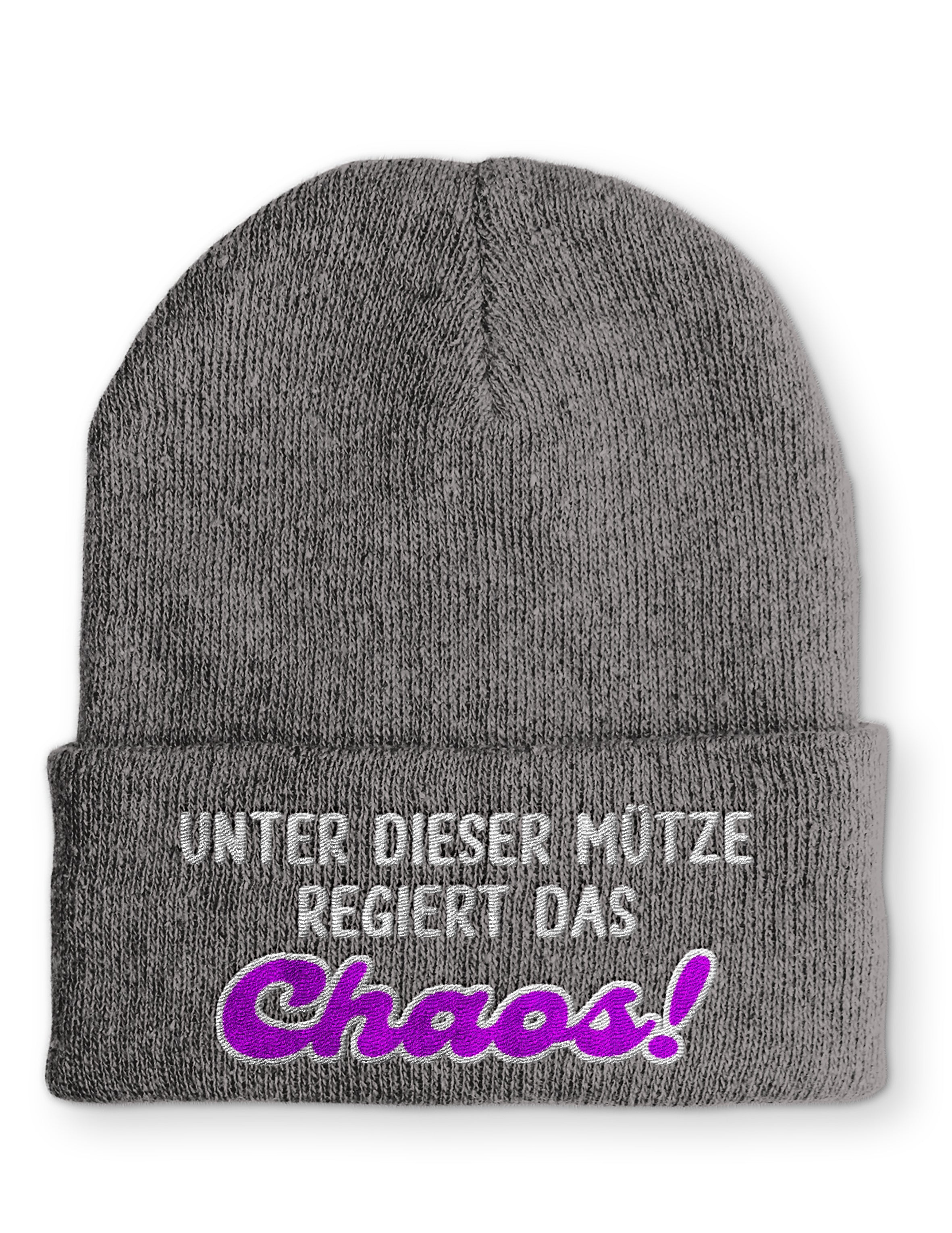 Unter dieser Mütze regiert das Chaos! Statement Beanie Mütze mit Spruch