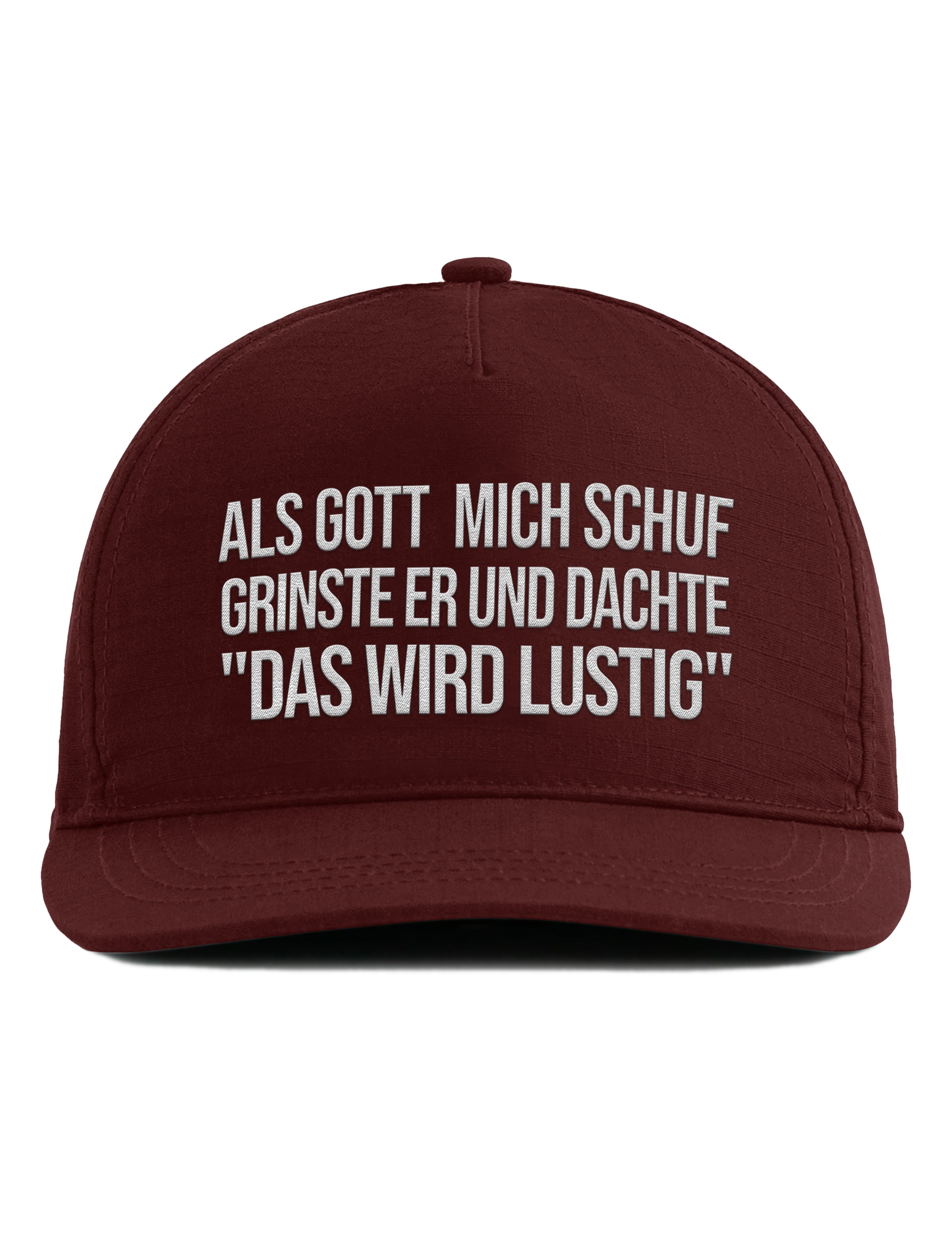 Snapback Cap – Als Gott mich schuf grinste er – Bestickt – Unisex Basecap