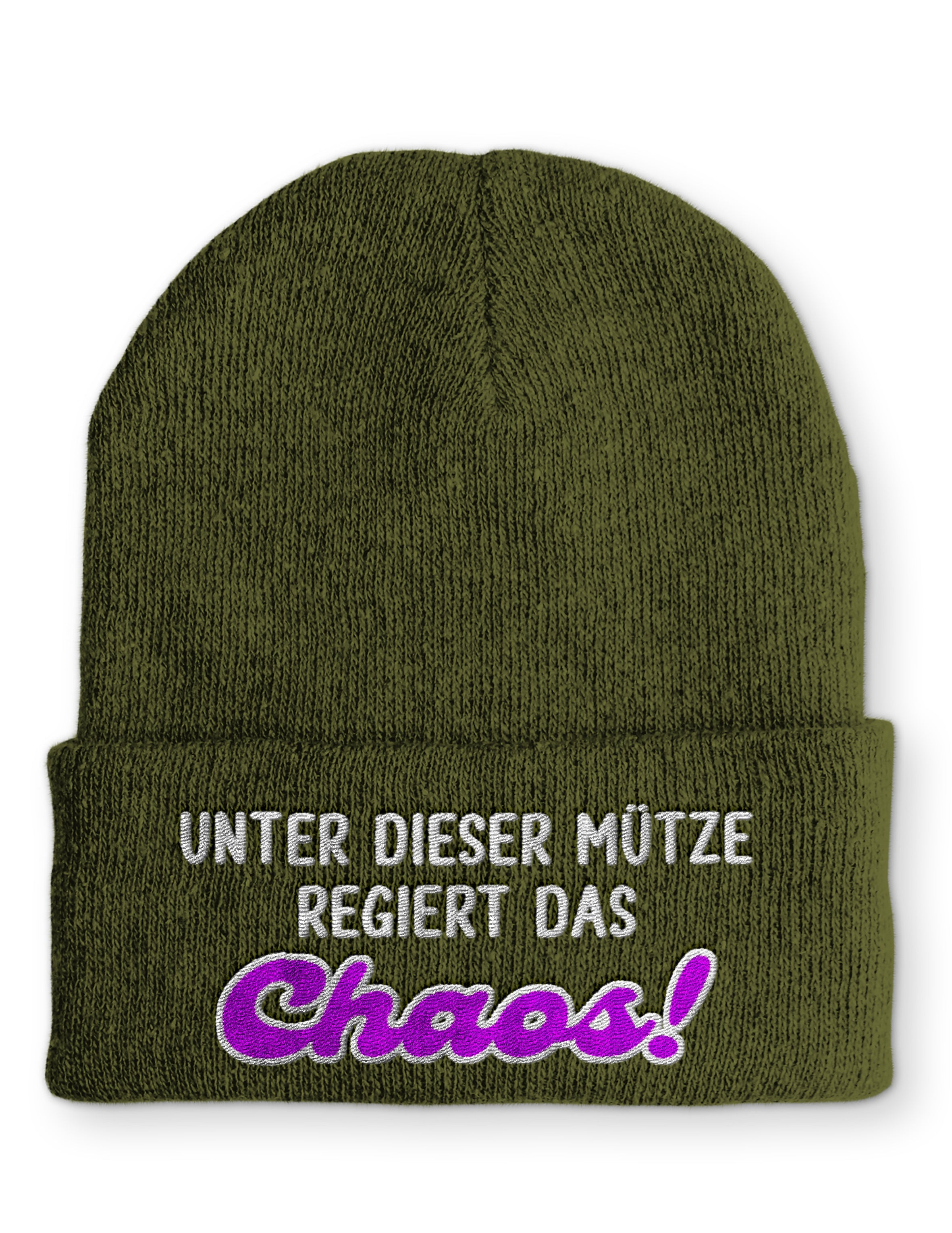 Unter dieser Mütze regiert das Chaos! Statement Beanie Mütze mit Spruch
