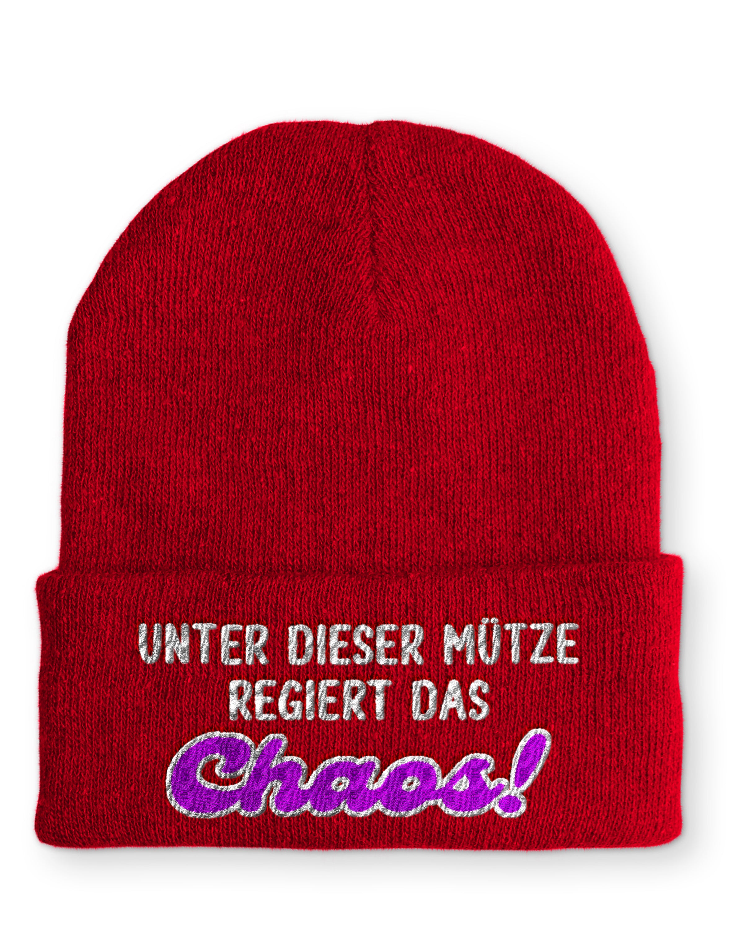 Unter dieser Mütze regiert das Chaos! Statement Beanie Mütze mit Spruch