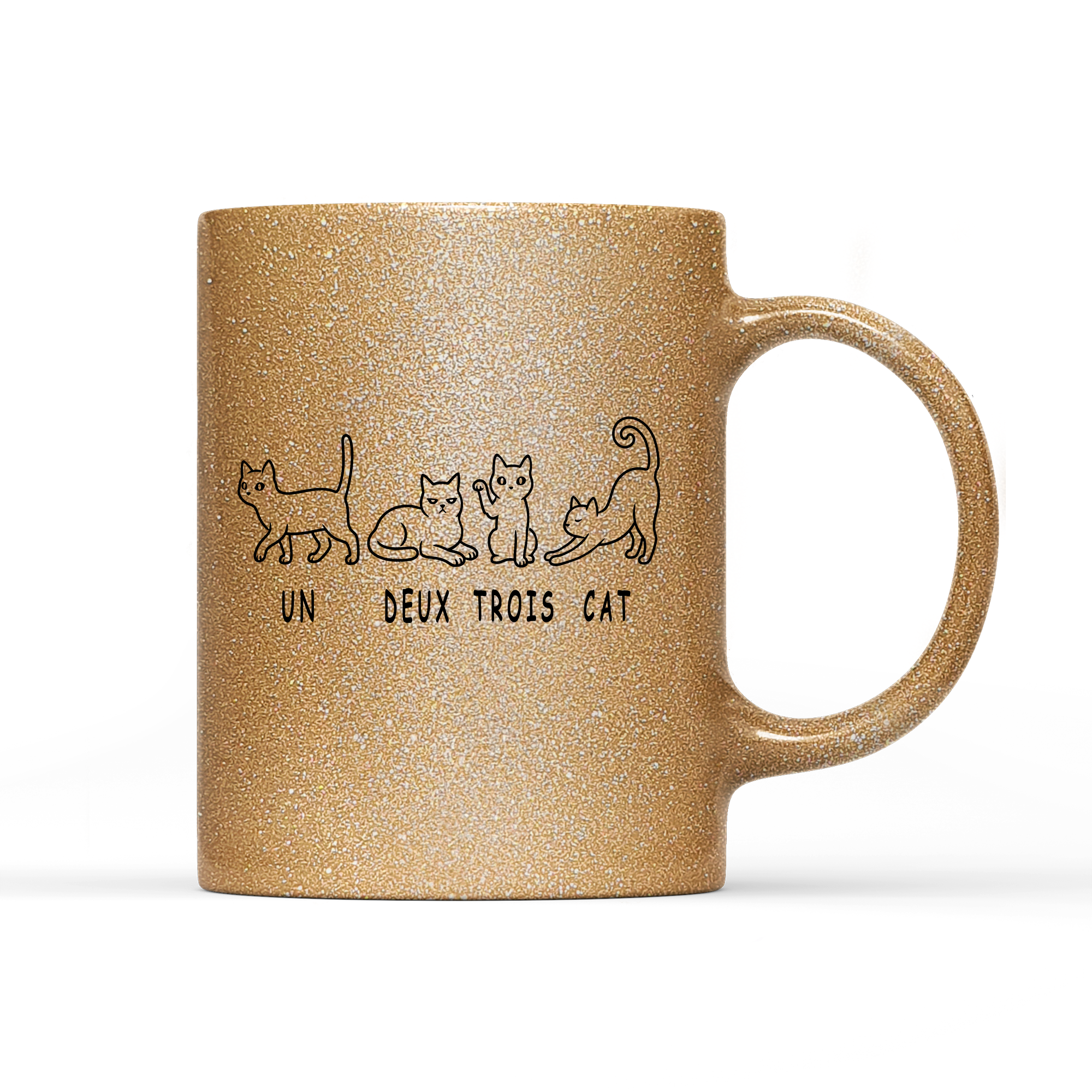 Tasse Glitzer Edition un deux trois cat