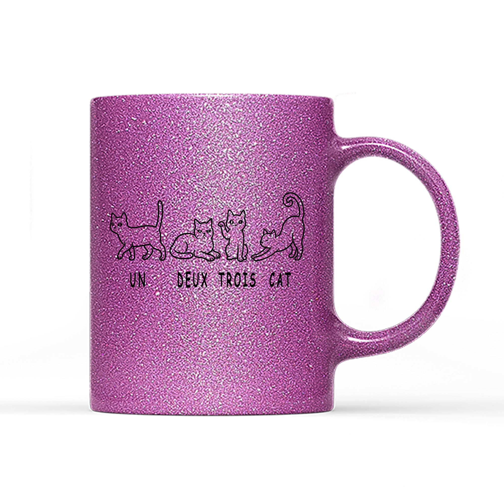 Tasse Glitzer Edition un deux trois cat