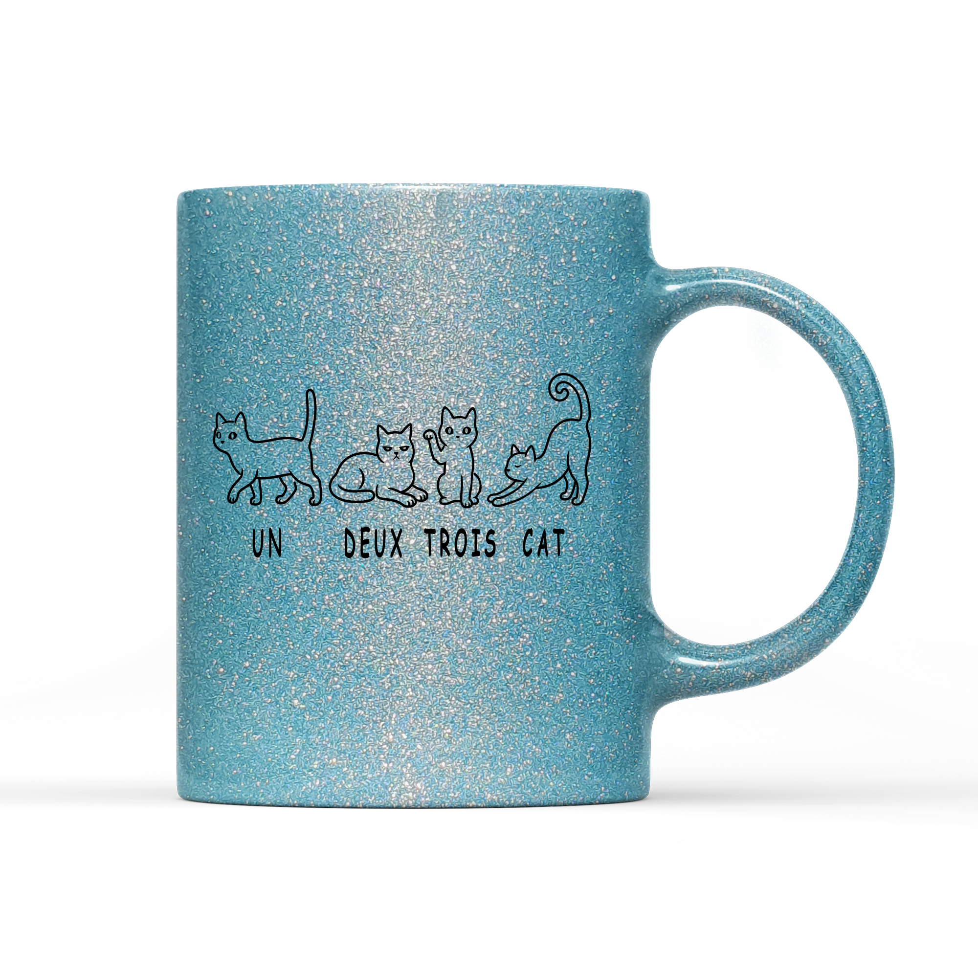 Tasse Glitzer Edition un deux trois cat