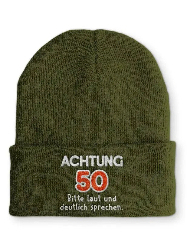 Achtung 50 Bitte Laut Und Deutlich Sprechen Beanie Mütze - tshirtladen -