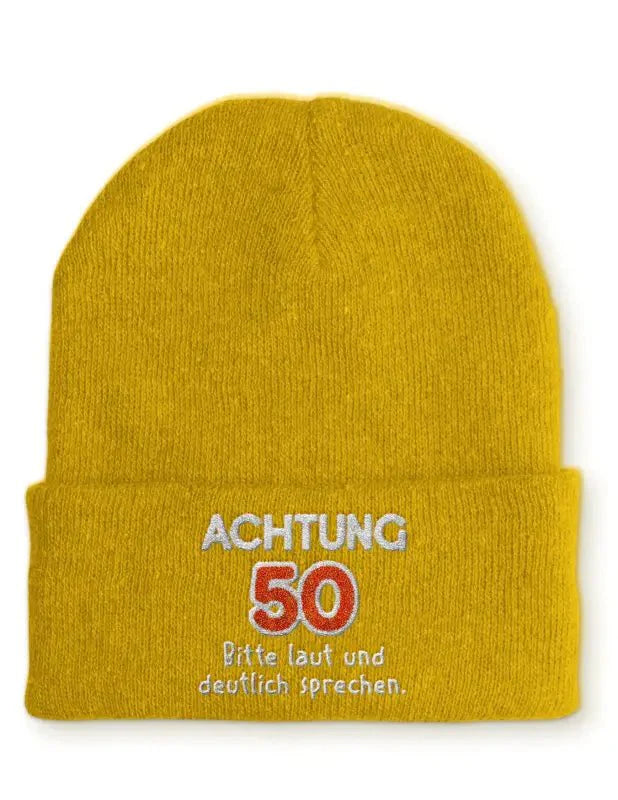 Achtung 50 Bitte Laut Und Deutlich Sprechen Beanie Mütze - tshirtladen -