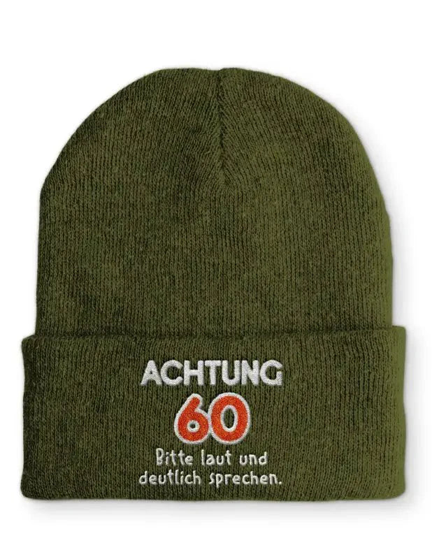 Achtung 60 Bitte Laut Und Deutlich Sprechen Beanie Mütze - tshirtladen -