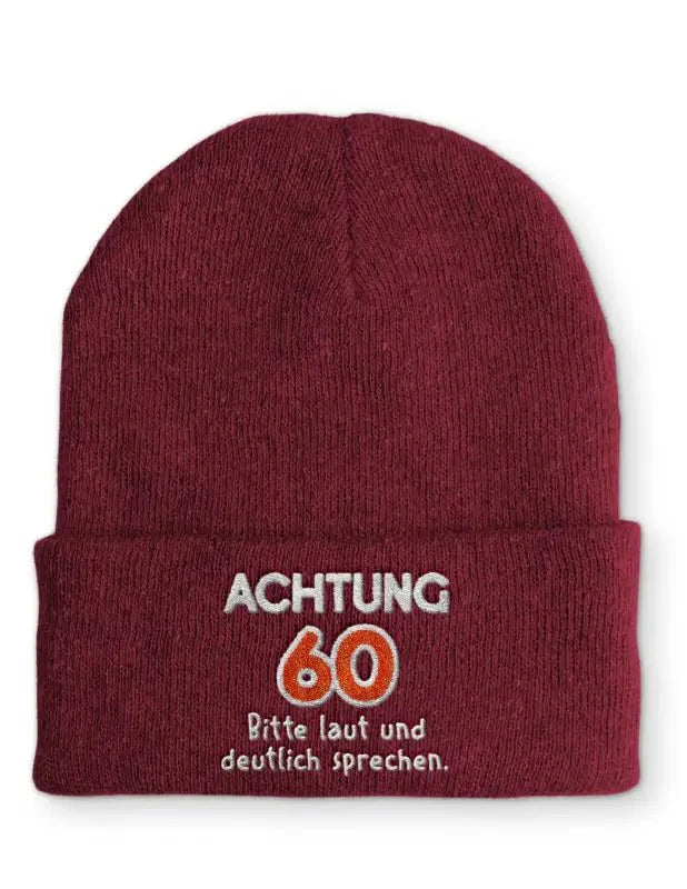 Achtung 60 Bitte Laut Und Deutlich Sprechen Beanie Mütze - tshirtladen -