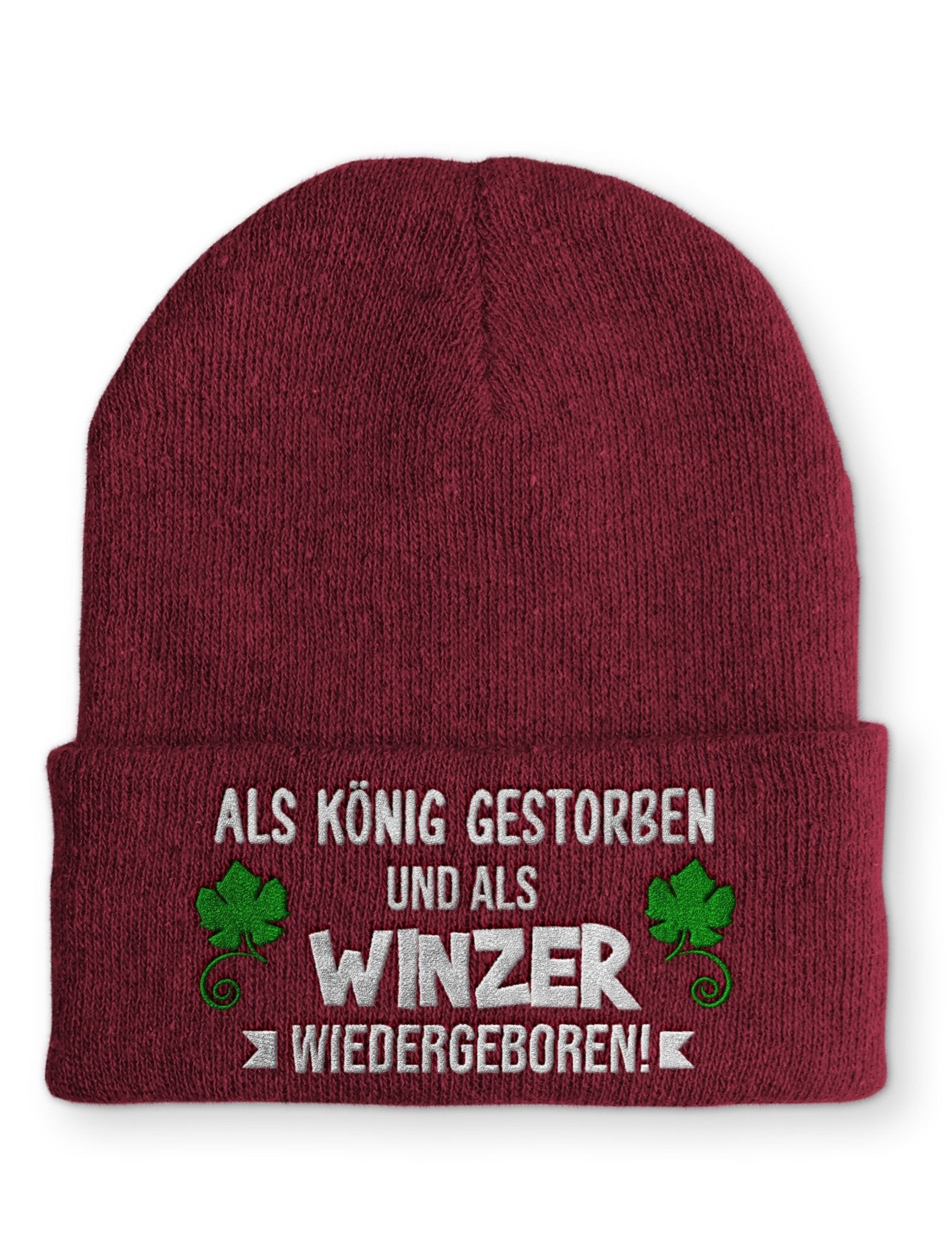 Als Winzer Wiedergeboren Beanie Mütze mit Spruch - tshirtladen - Mütze