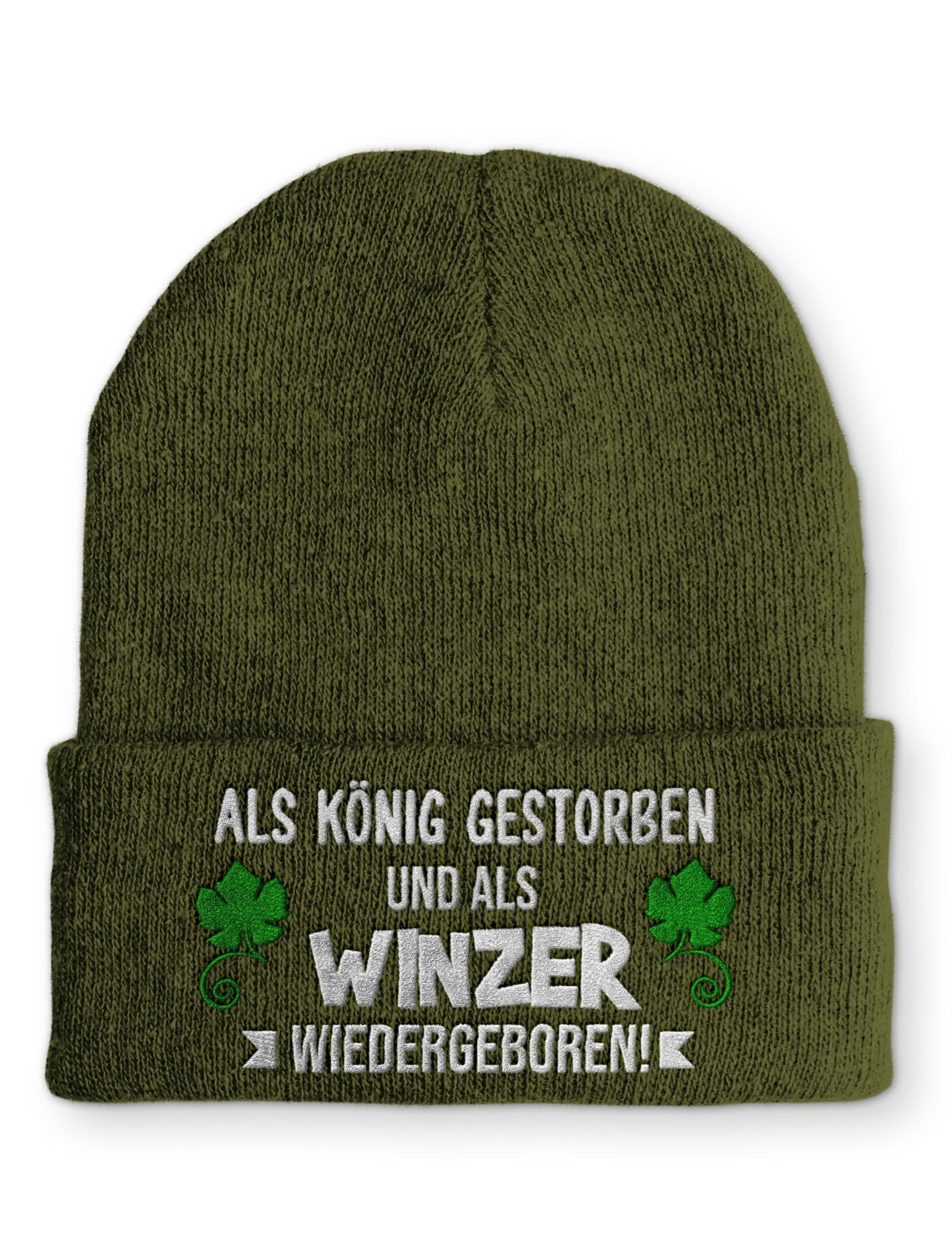 Als Winzer Wiedergeboren Beanie Mütze mit Spruch - tshirtladen - Mütze