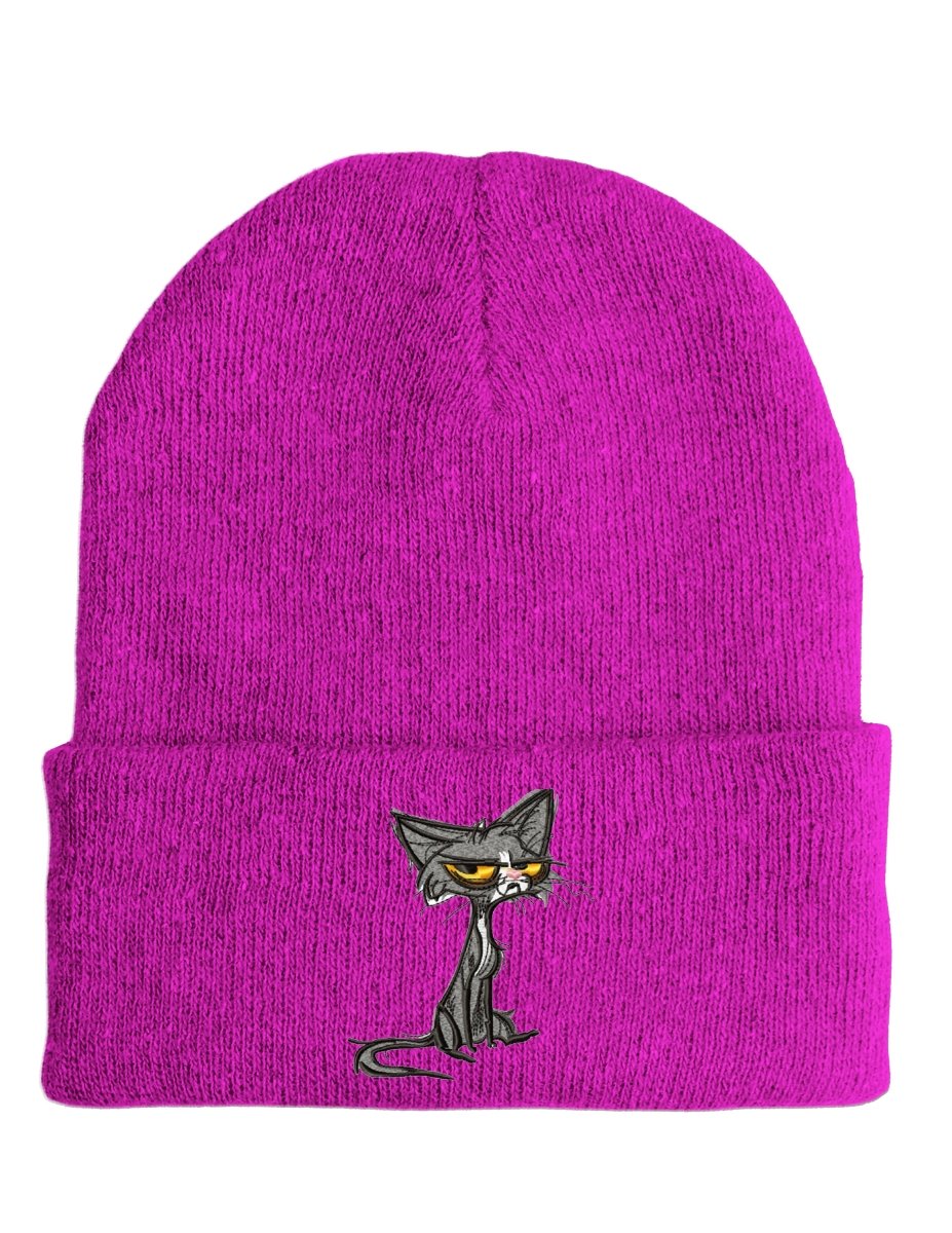 Angry Cat - Beanie - lustige Mütze mit Spruch - Schwarzer - Kaffee