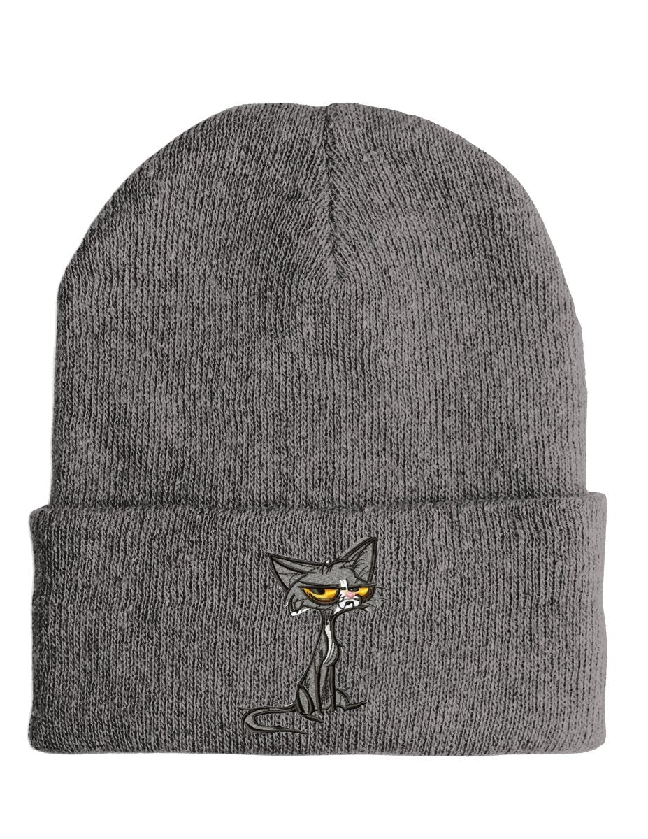 Angry Cat - Beanie - lustige Mütze mit Spruch - Schwarzer - Kaffee