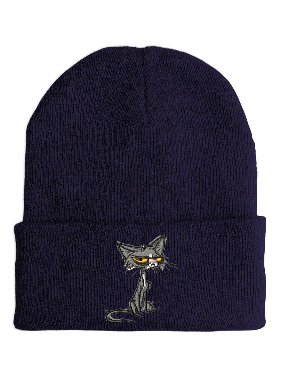 Angry Cat - Beanie - lustige Mütze mit Spruch - Schwarzer - Kaffee