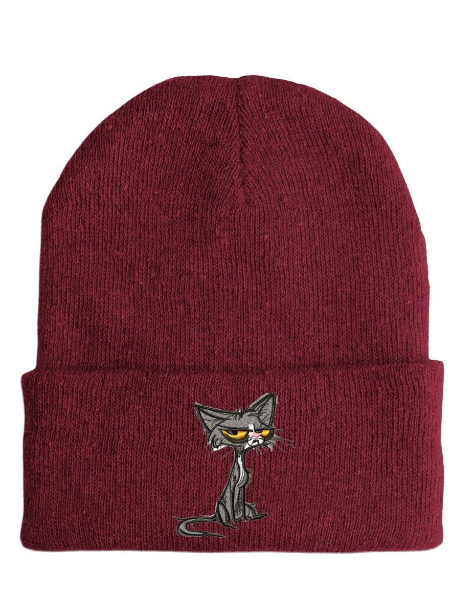 Angry Cat - Beanie - lustige Mütze mit Spruch - Schwarzer - Kaffee