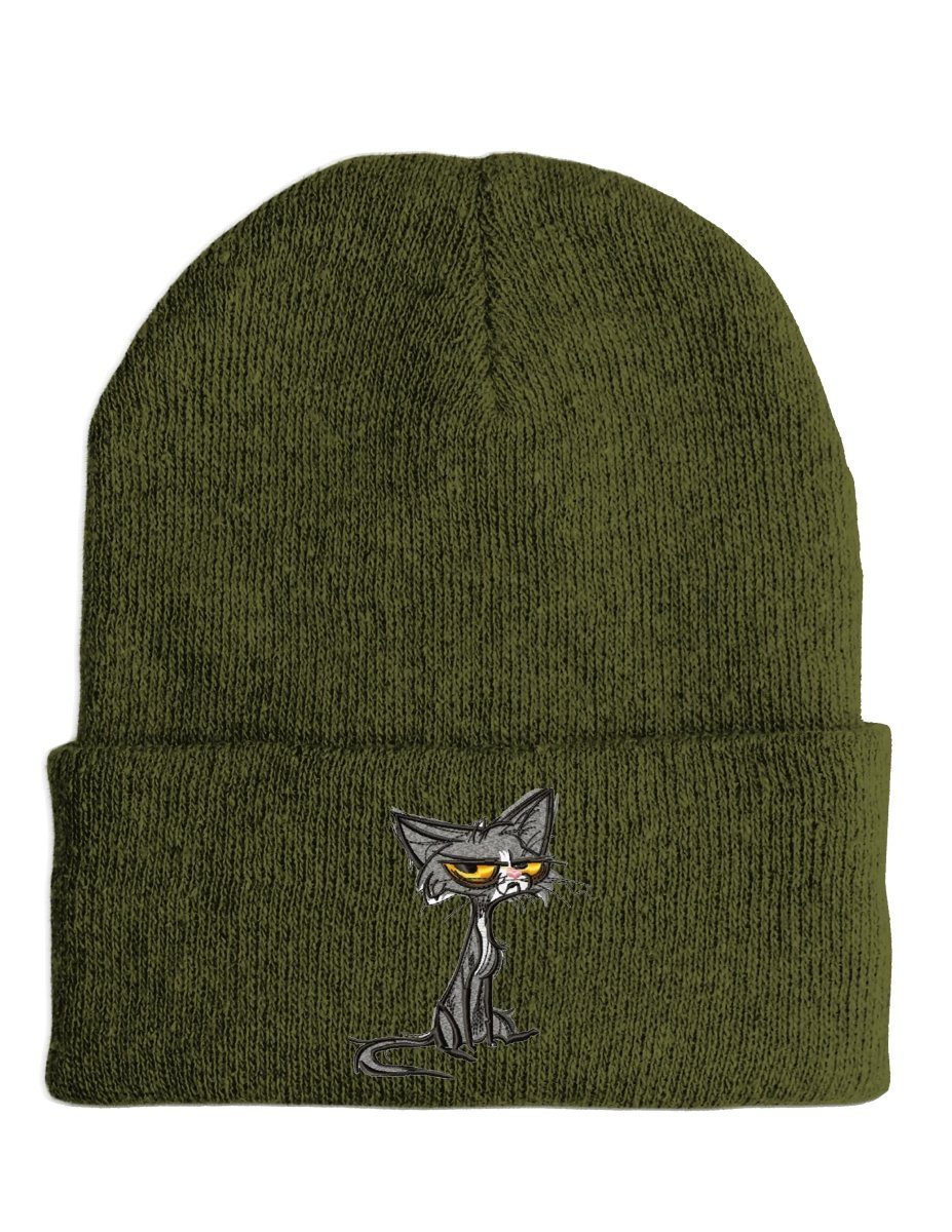 Angry Cat - Beanie - lustige Mütze mit Spruch - Schwarzer - Kaffee