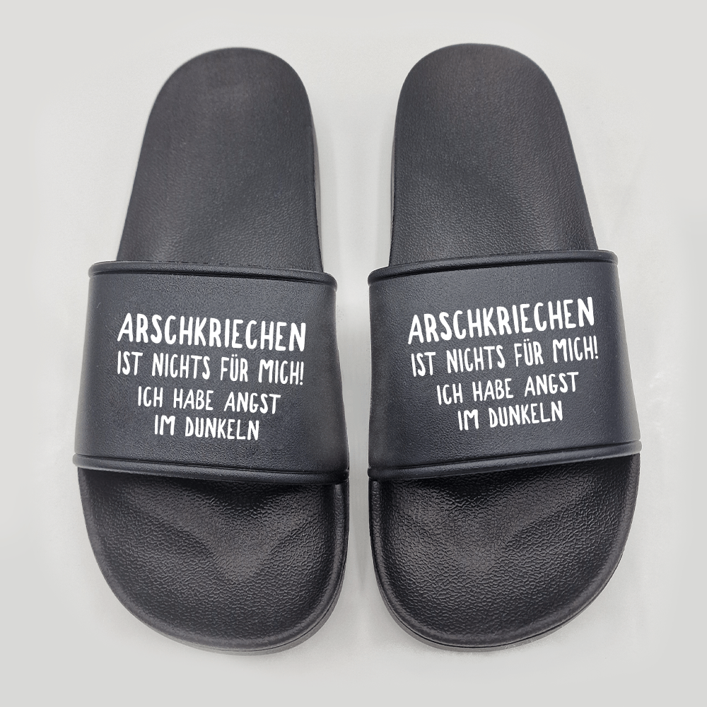Badeschuhe Arschkriechen ist nichts für mich! - Schwarzer - Kaffee