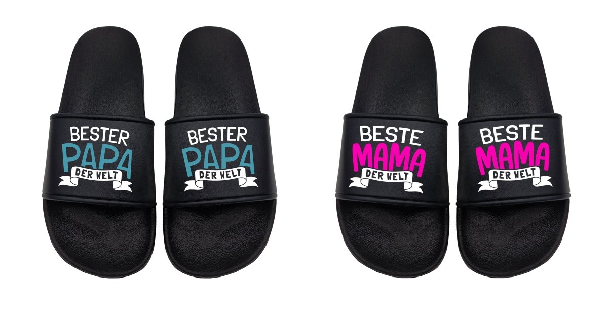 Badeschuhe Beste Mama der Welt / Bester Papa der Welt SET - Schwarzer - Kaffee