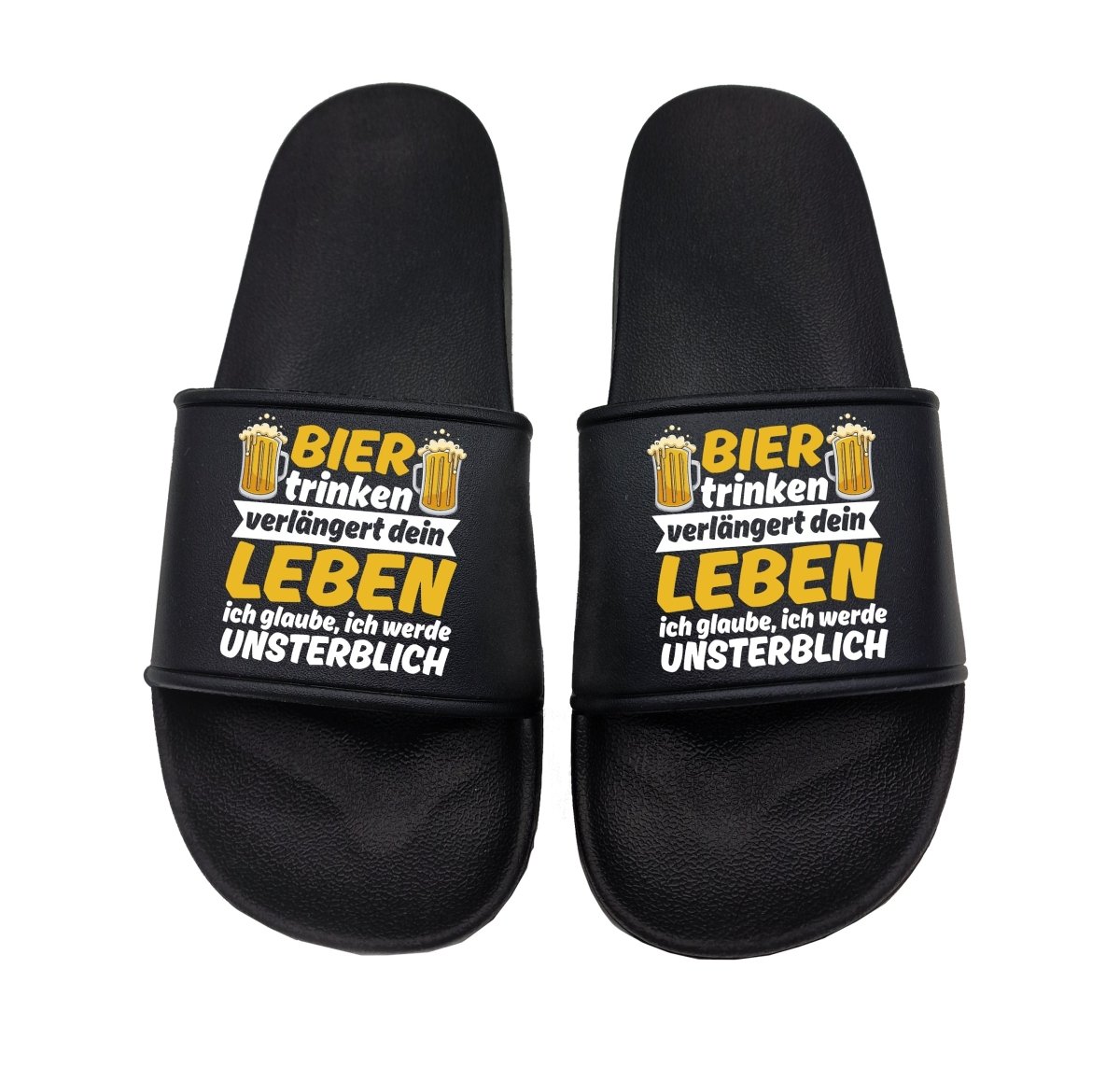 Badeschuhe Bier trinken verlängert dein Leben - Schwarzer - Kaffee