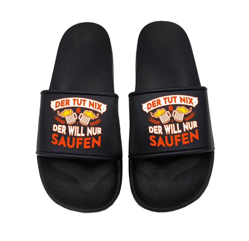 Badeschuhe Der tut nix der will nur saufen! - Schwarzer - Kaffee