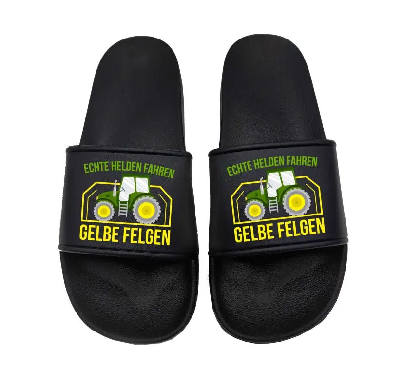 Badeschuhe Echte Helden fahren gelbe Felgen - Schwarzer - Kaffee